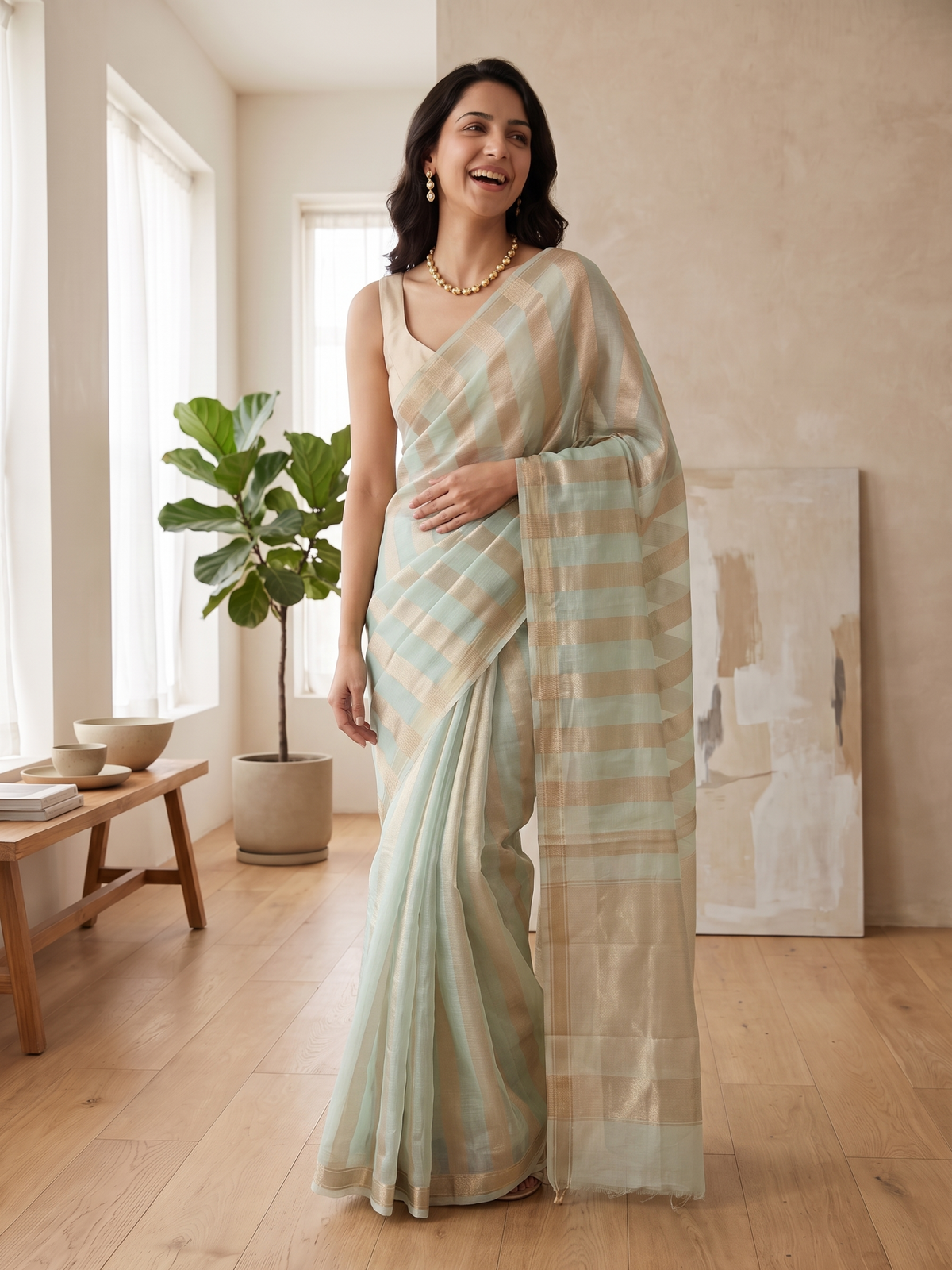 Panna Meher Kora Tissue Saree