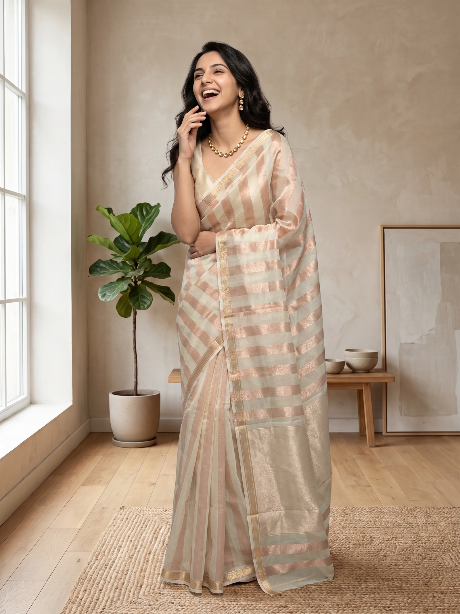 Meherbaan Kora Tissue Saree