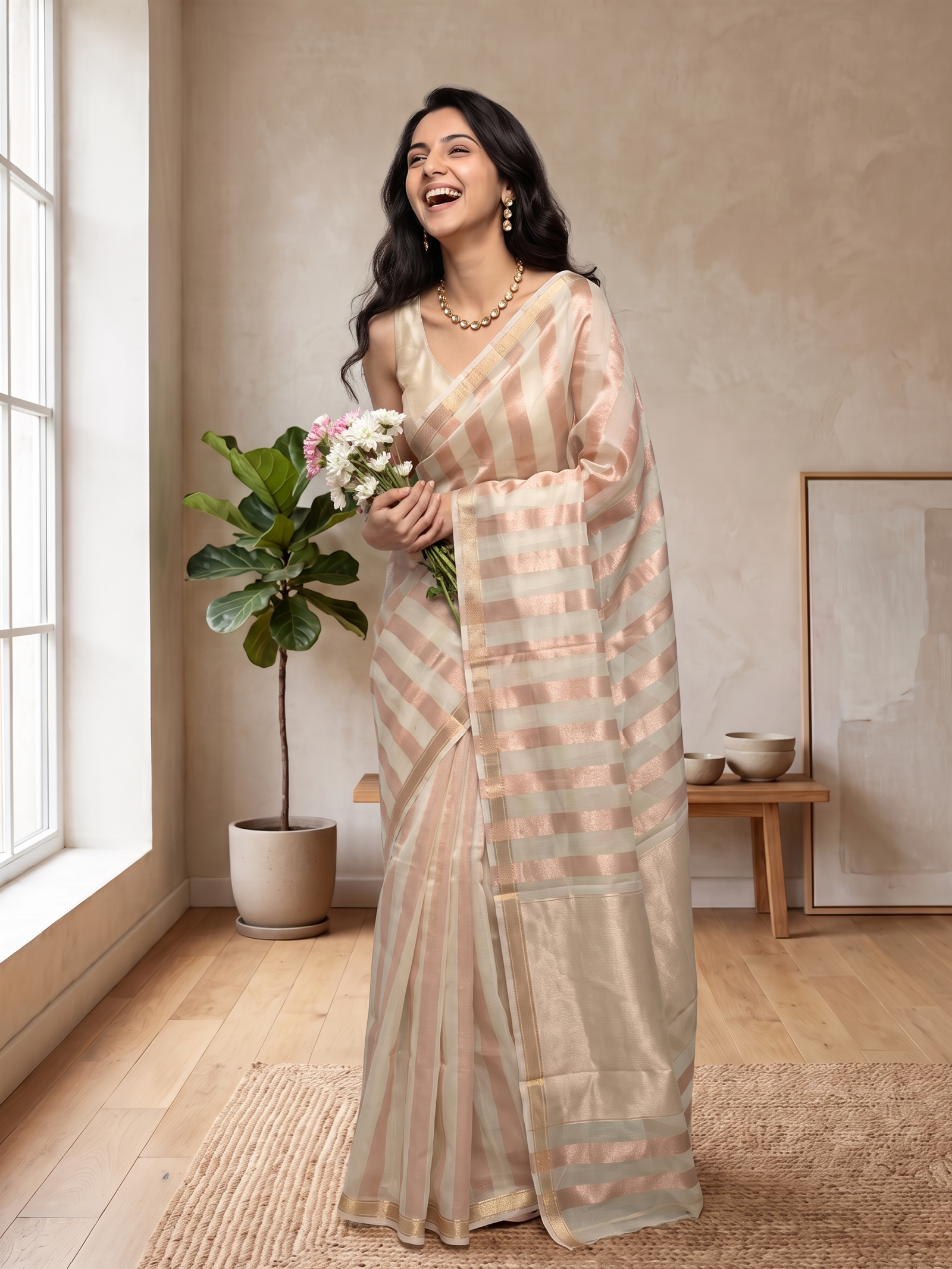 Meherbaan Kora Tissue Saree