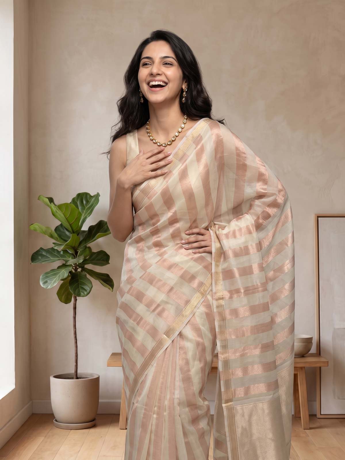 Meherbaan Kora Tissue Saree