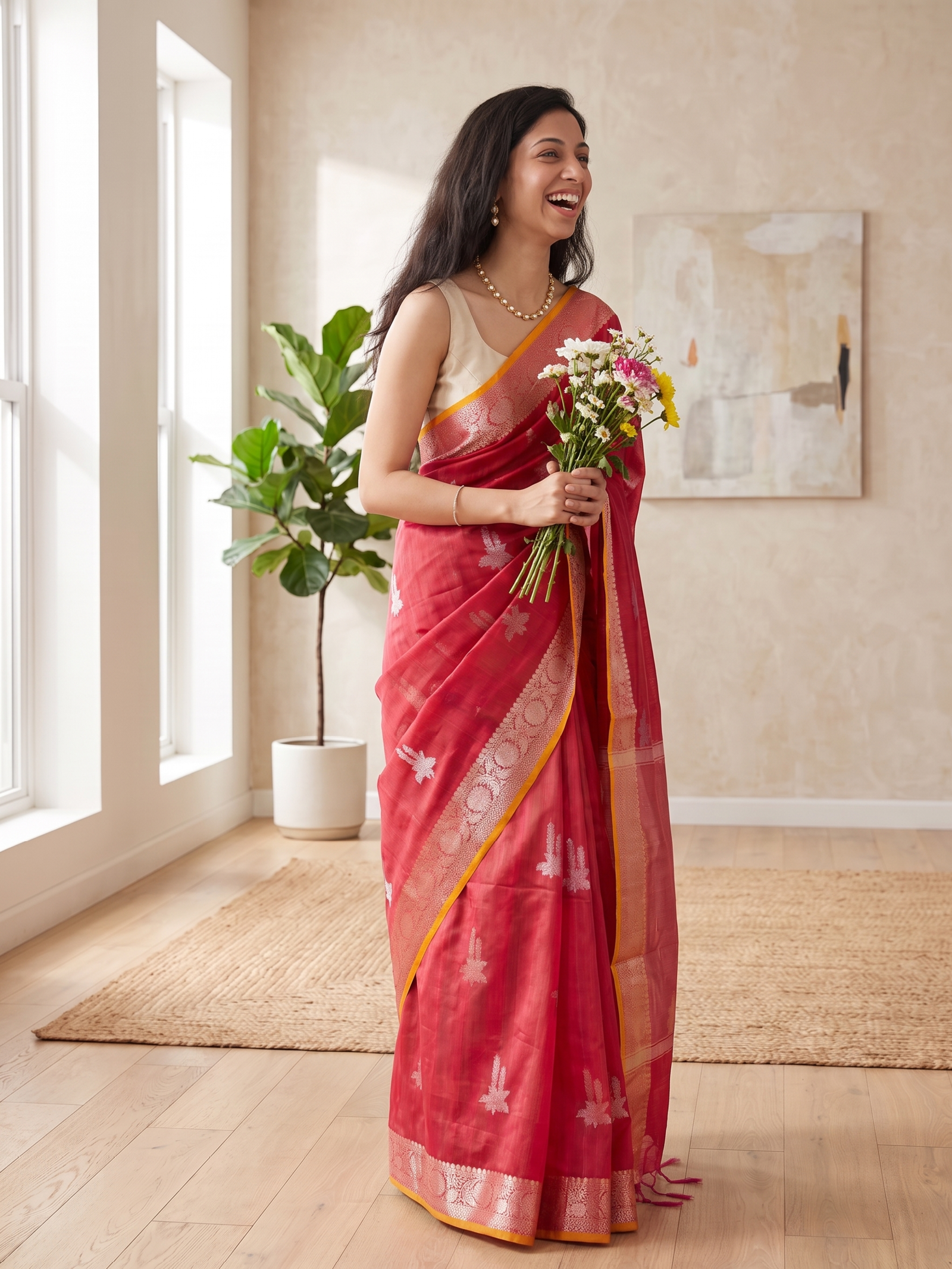 Kesarika Tussar Silk Banarasi Saree