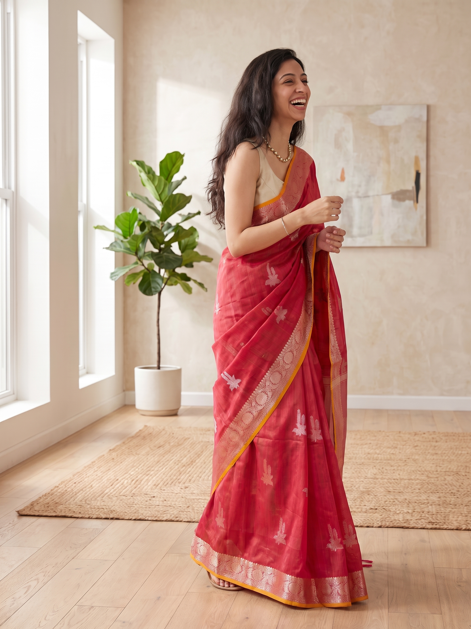 Kesarika Tussar Silk Banarasi Saree