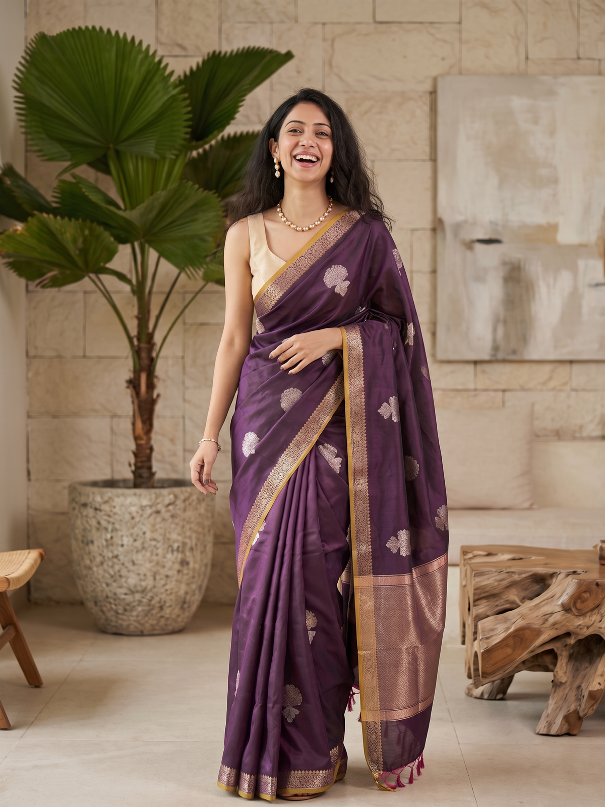 Rani Purple Banarasi Silk Saree