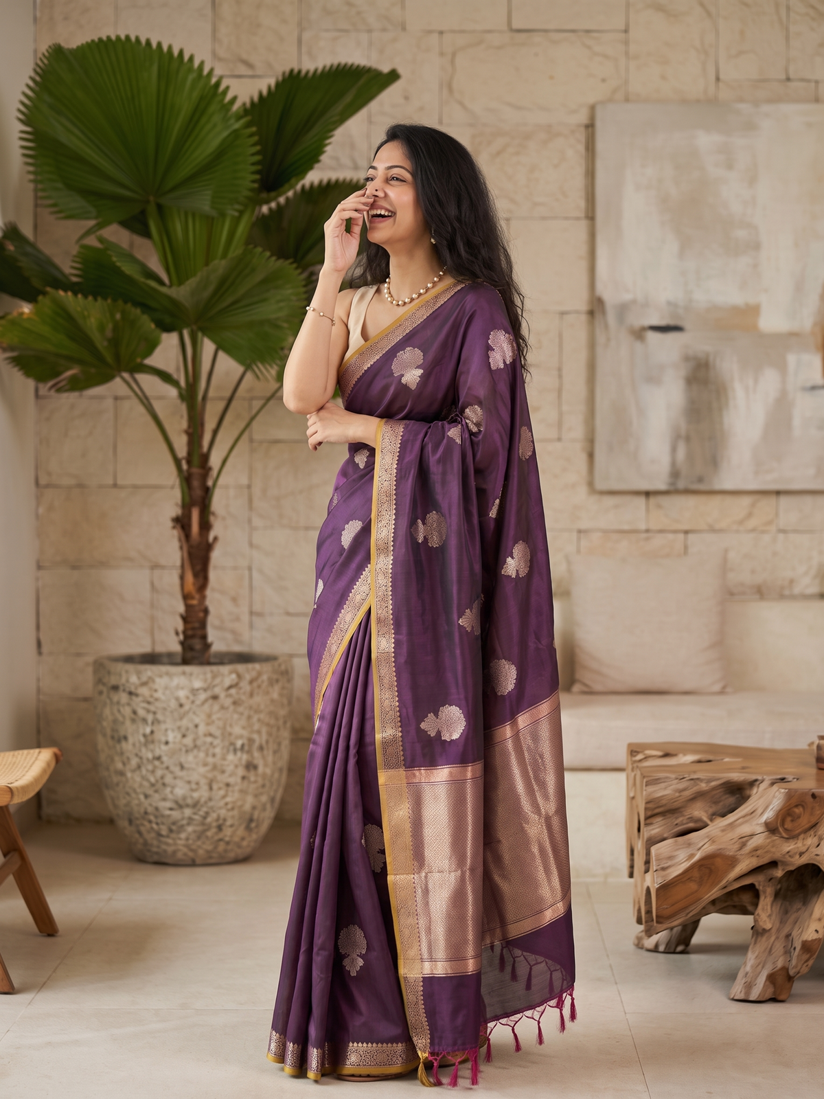 Rani Purple Banarasi Silk Saree