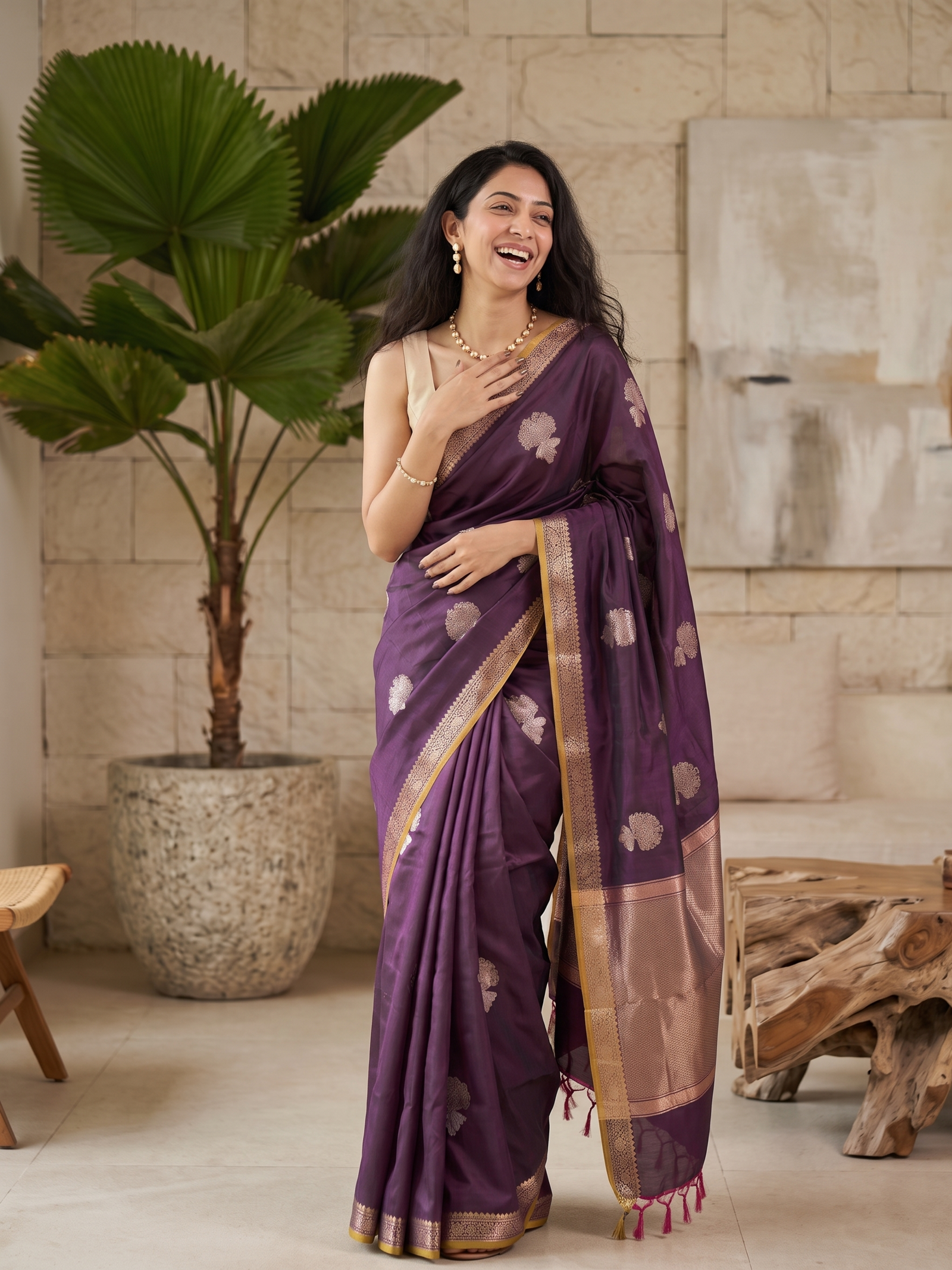 Rani Purple Banarasi Silk Saree