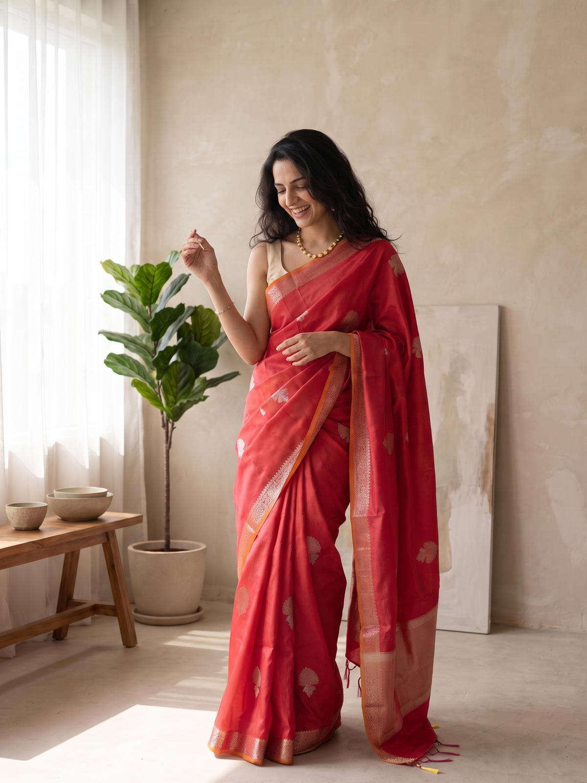 Kumkum Red Banarasi Silk Saree