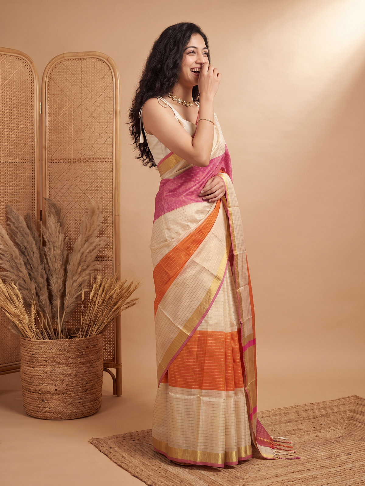 Kanak Jaal Banarasi Silk Checks Saree