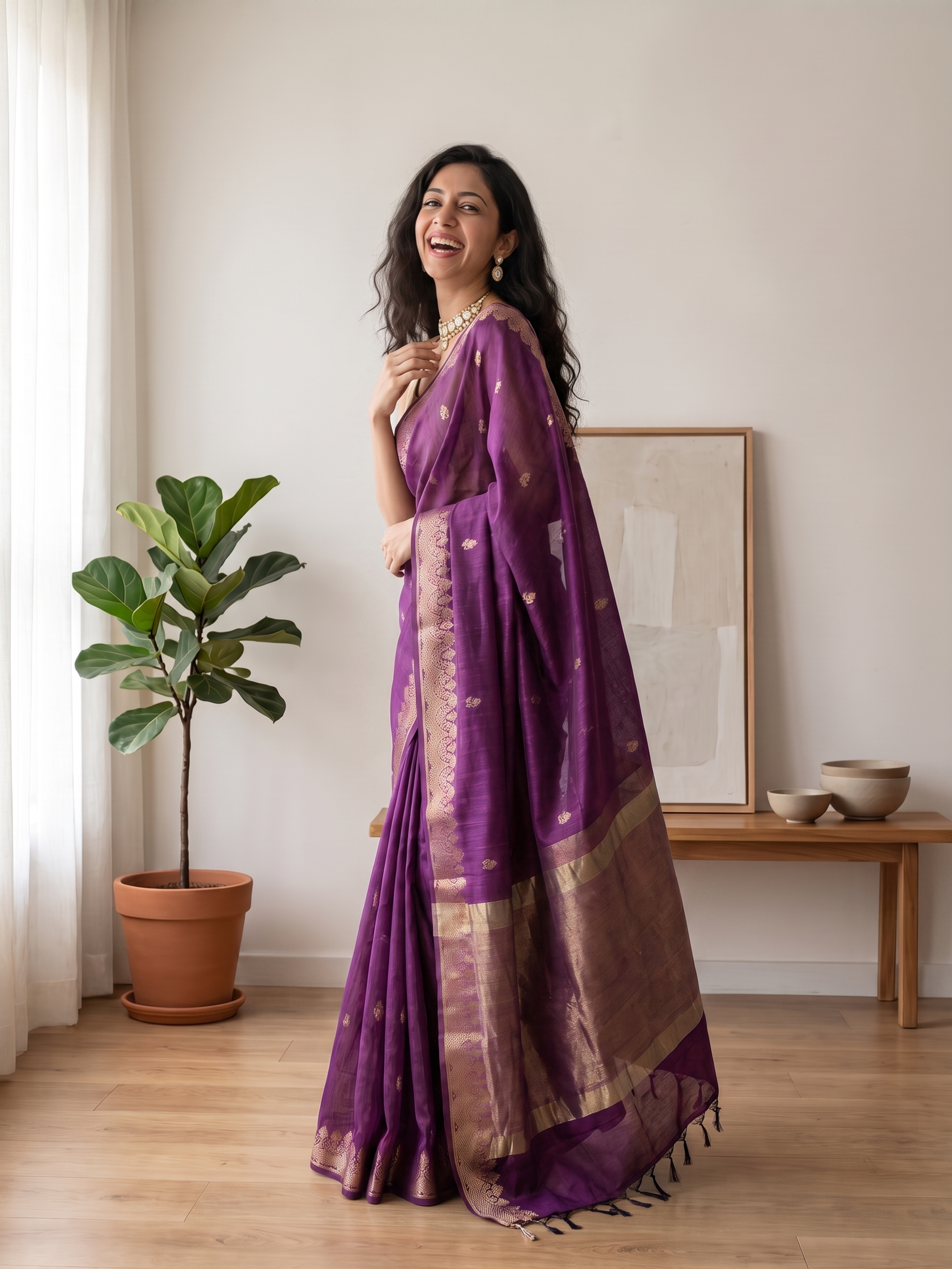 Jamuni Gulab Banarasi Cotton Saree