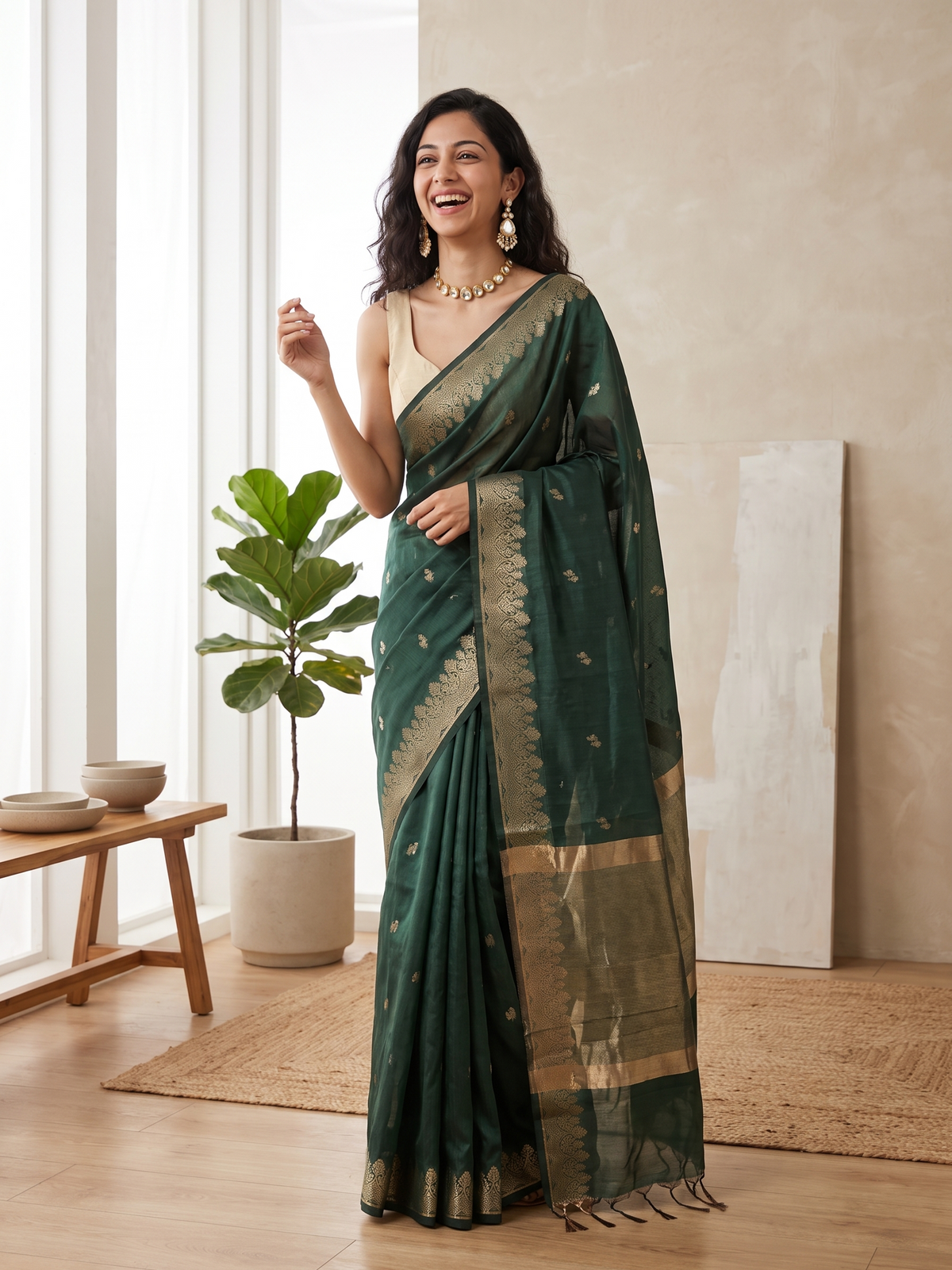 Panna Sitara Banarasi Cotton Saree