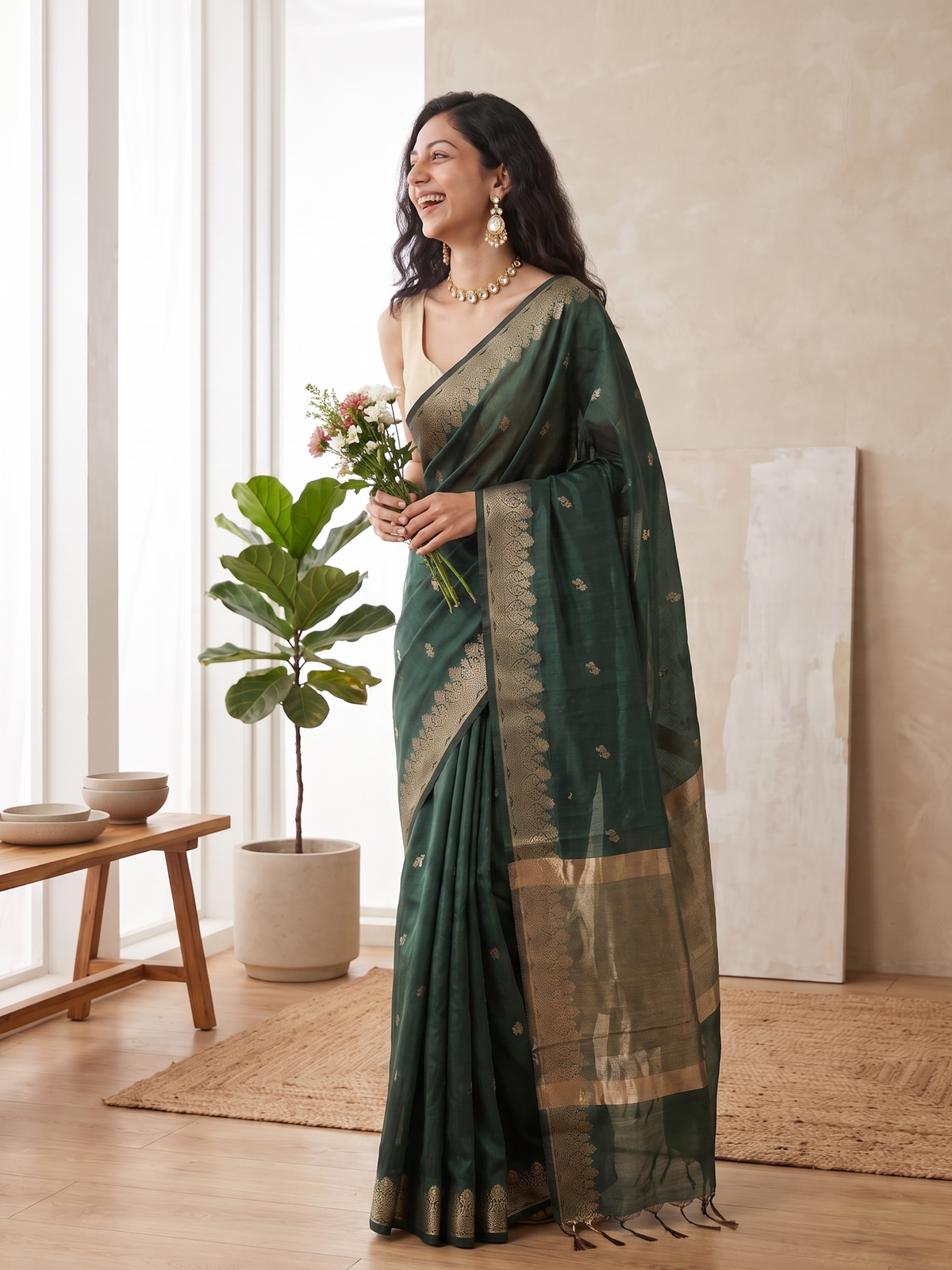 Panna Sitara Banarasi Cotton Saree
