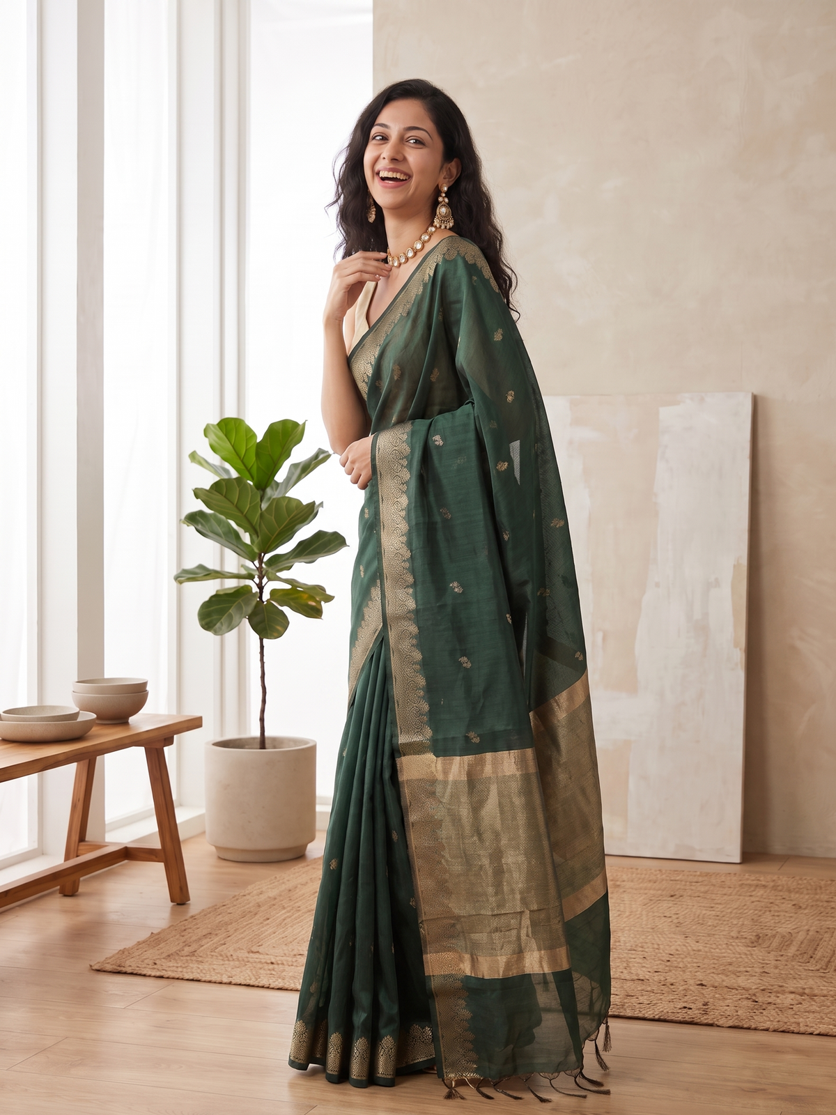 Panna Sitara Banarasi Cotton Saree