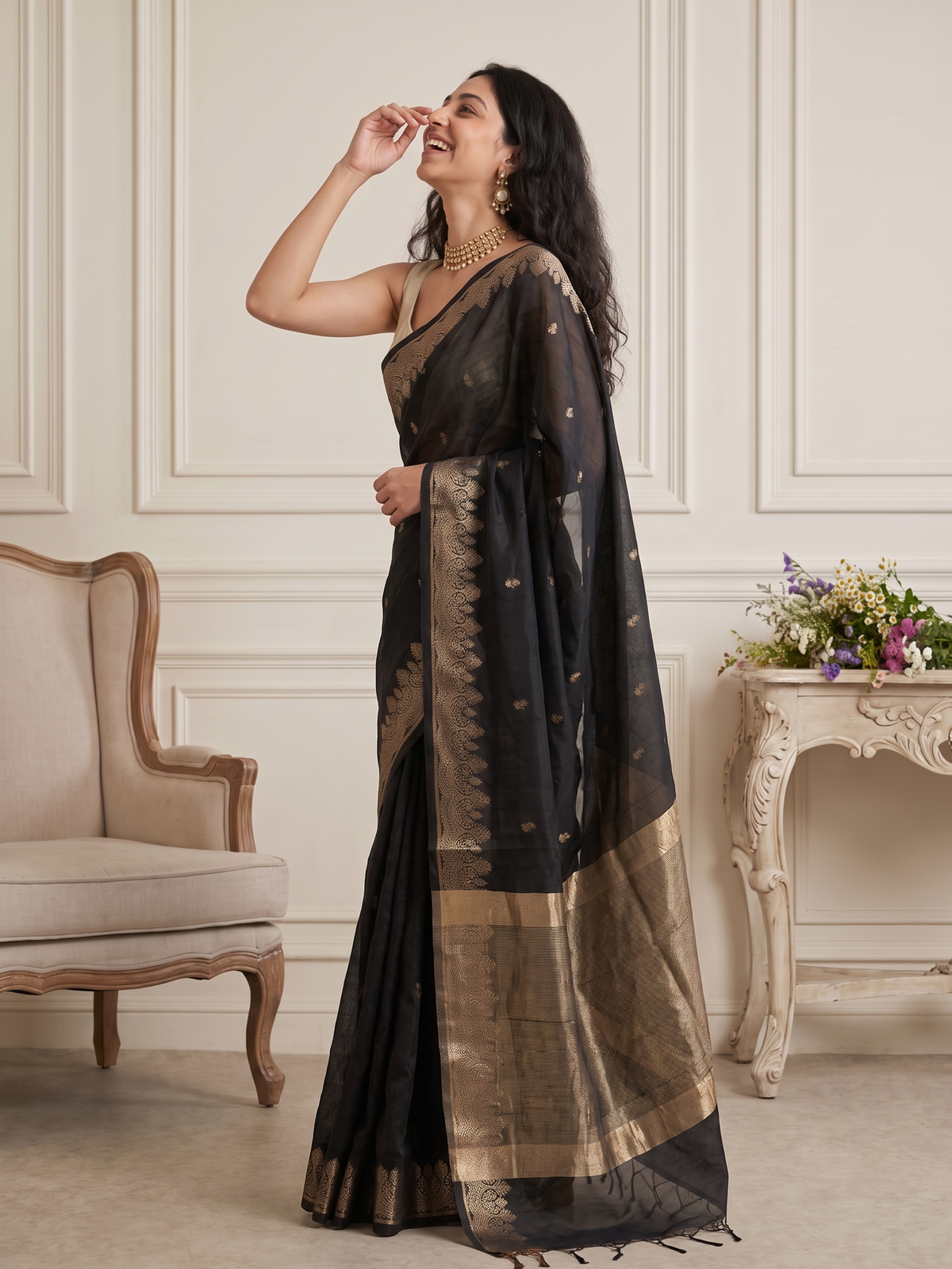 Kaali Zari Banarasi Cotton Saree