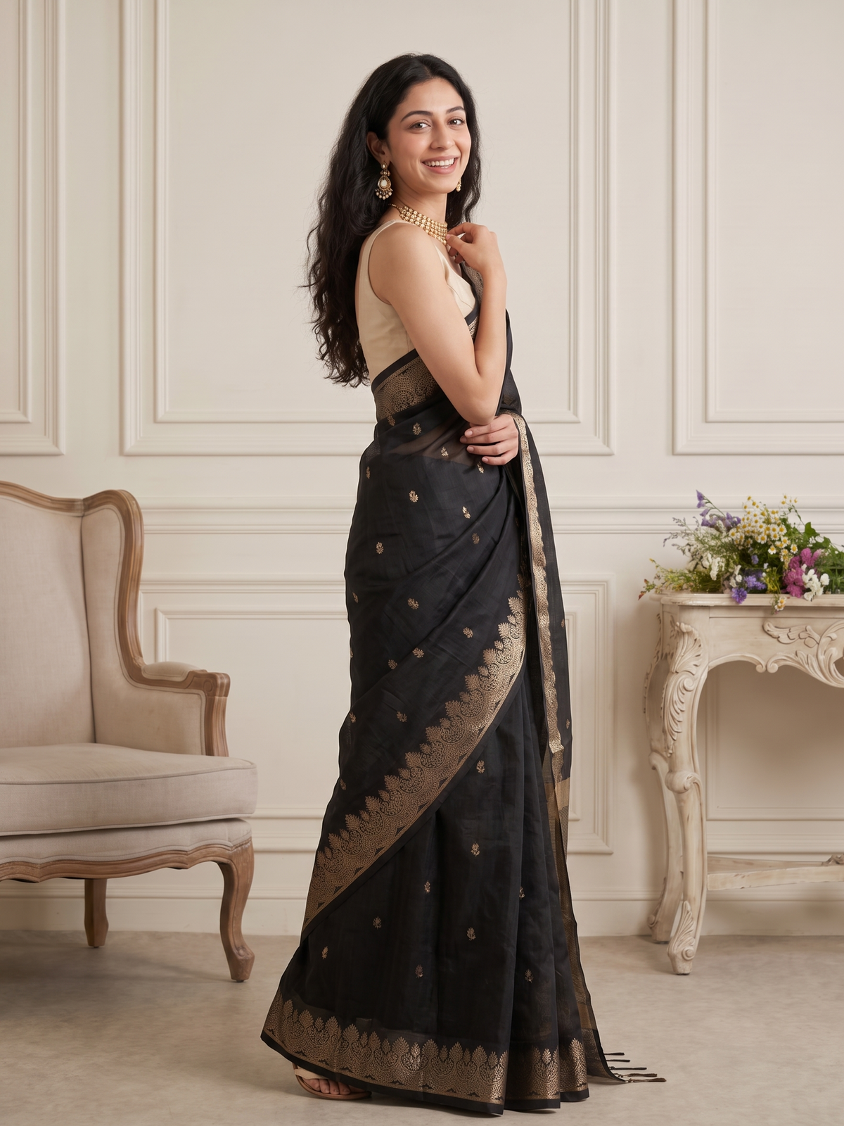 Kaali Zari Banarasi Cotton Saree