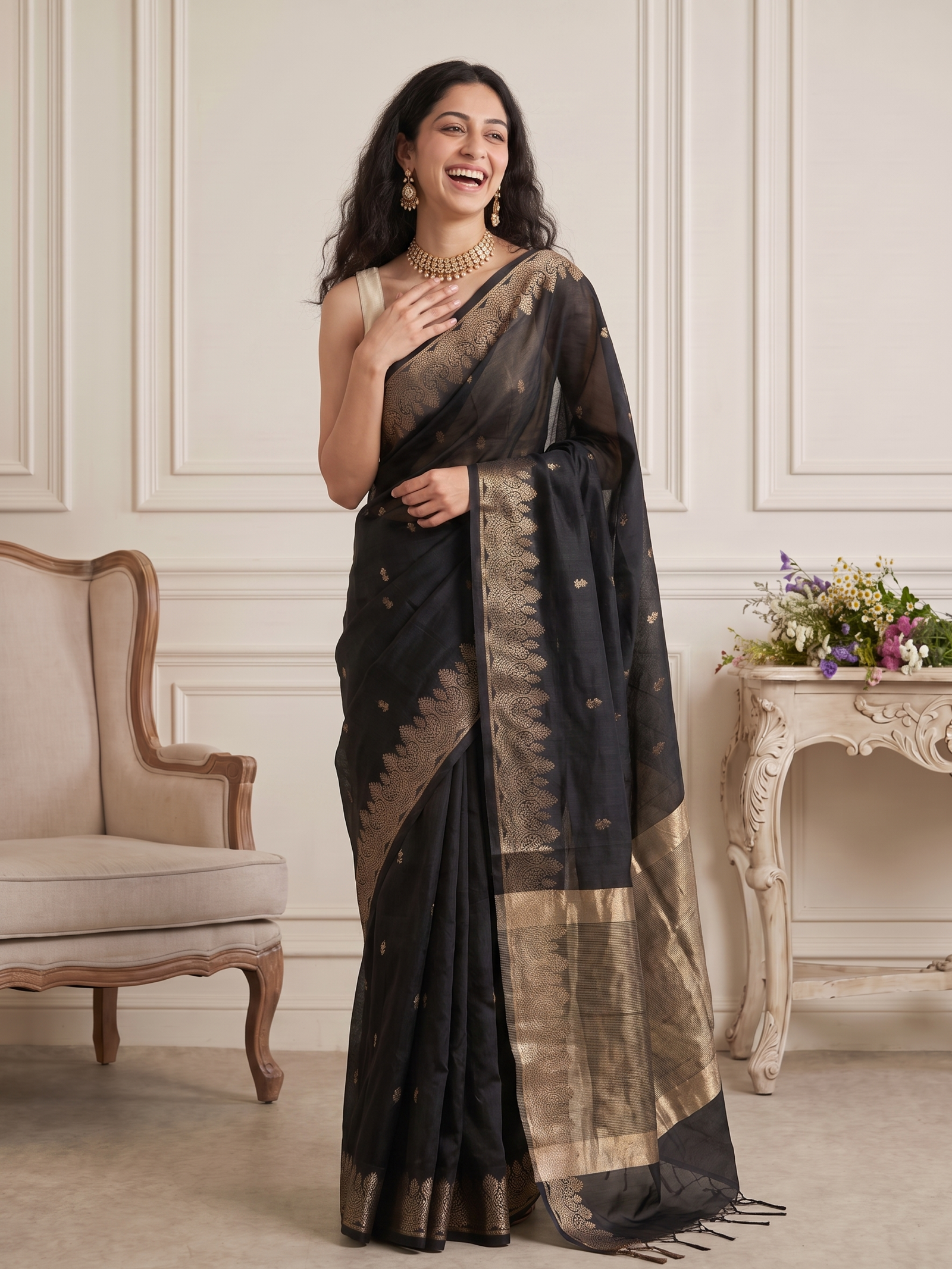 Kaali Zari Banarasi Cotton Saree