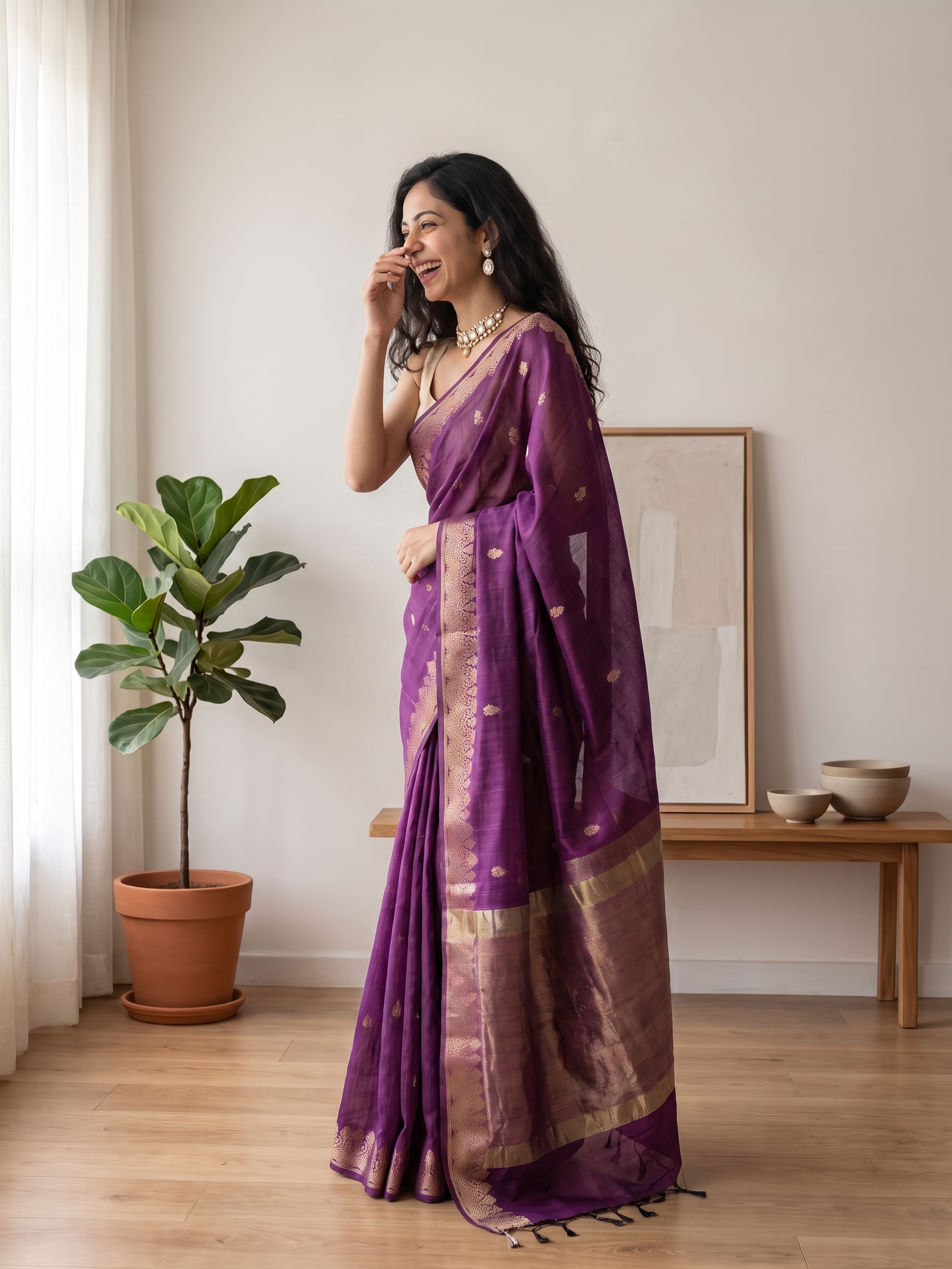 Jamuni Gulab Banarasi Cotton Saree