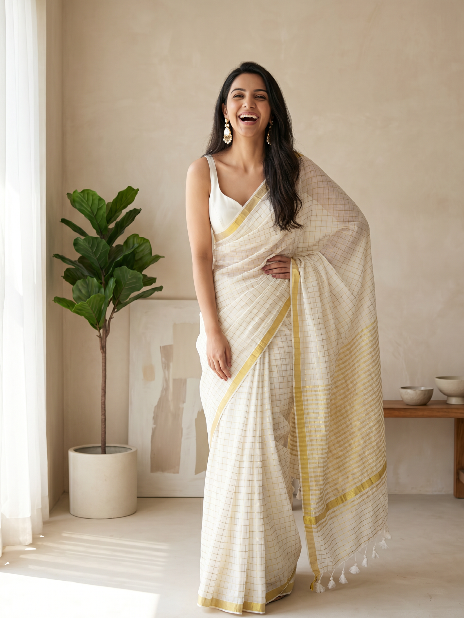 Golden Hour Mulmul Saree