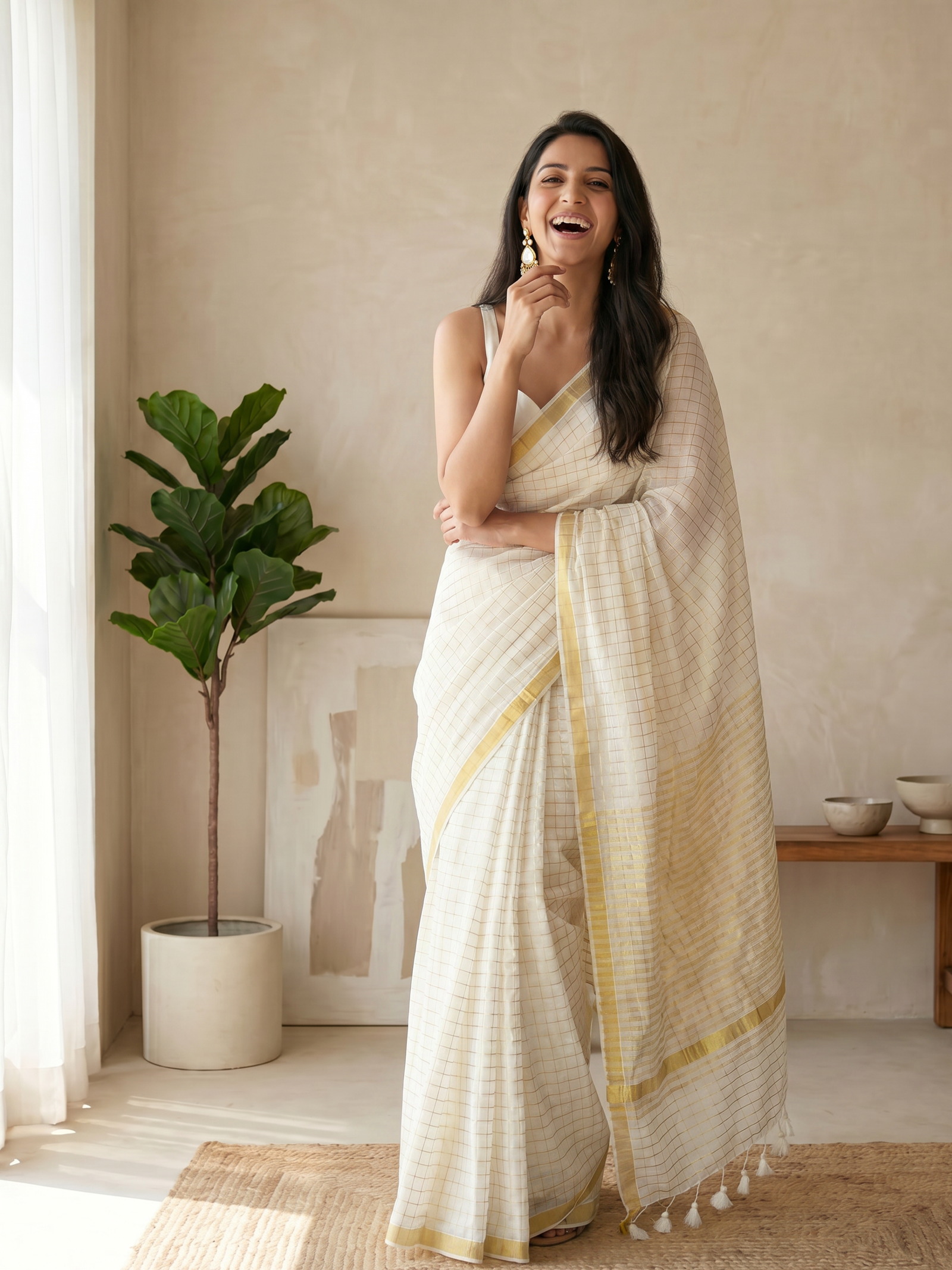 Golden Hour Mulmul Saree