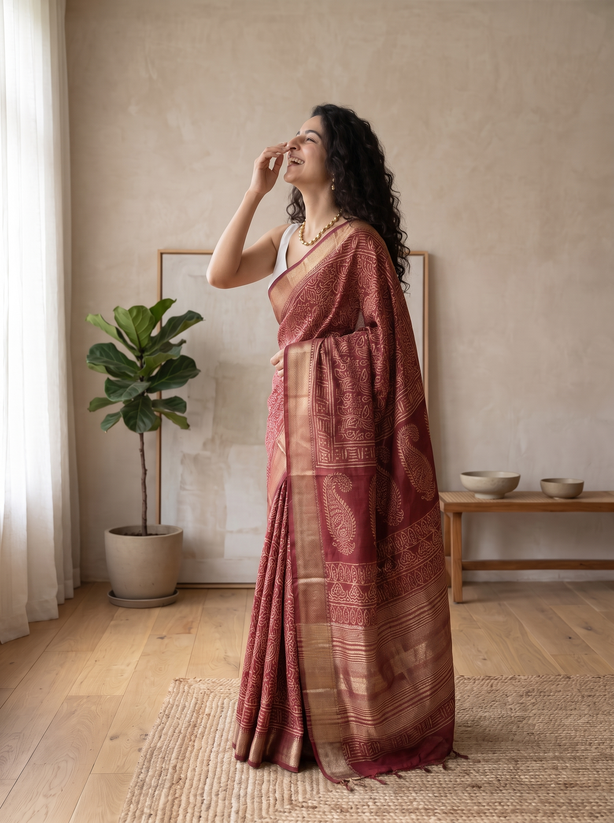 Red Diva Maheshwari Cotton Silk Saree
