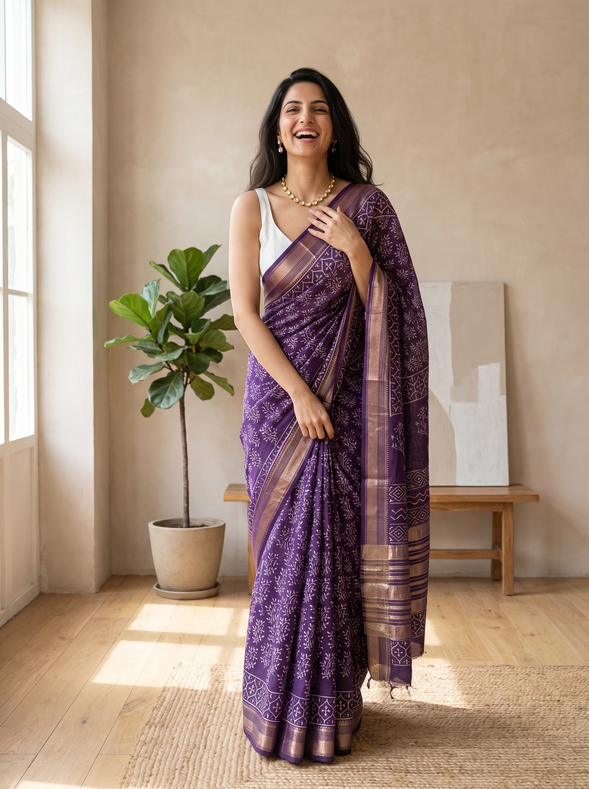 Madhubani Maheshwari Cotton Silk Saree