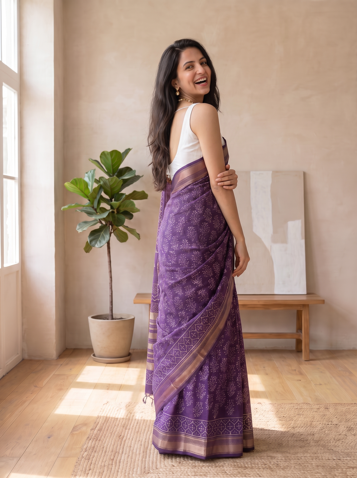 Madhubani Maheshwari Cotton Silk Saree