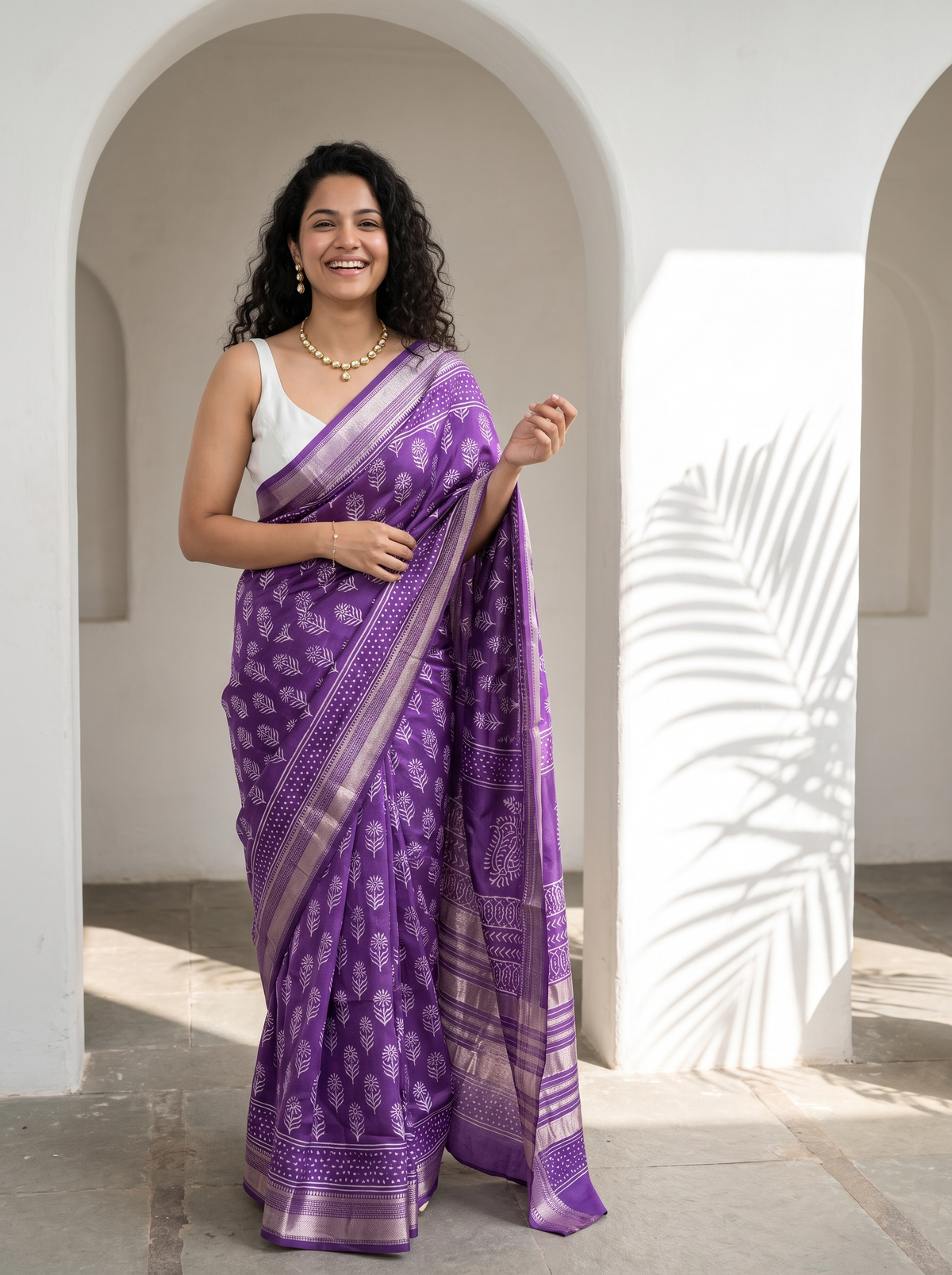 Violet Rani Maheshwari Cotton Silk Saree
