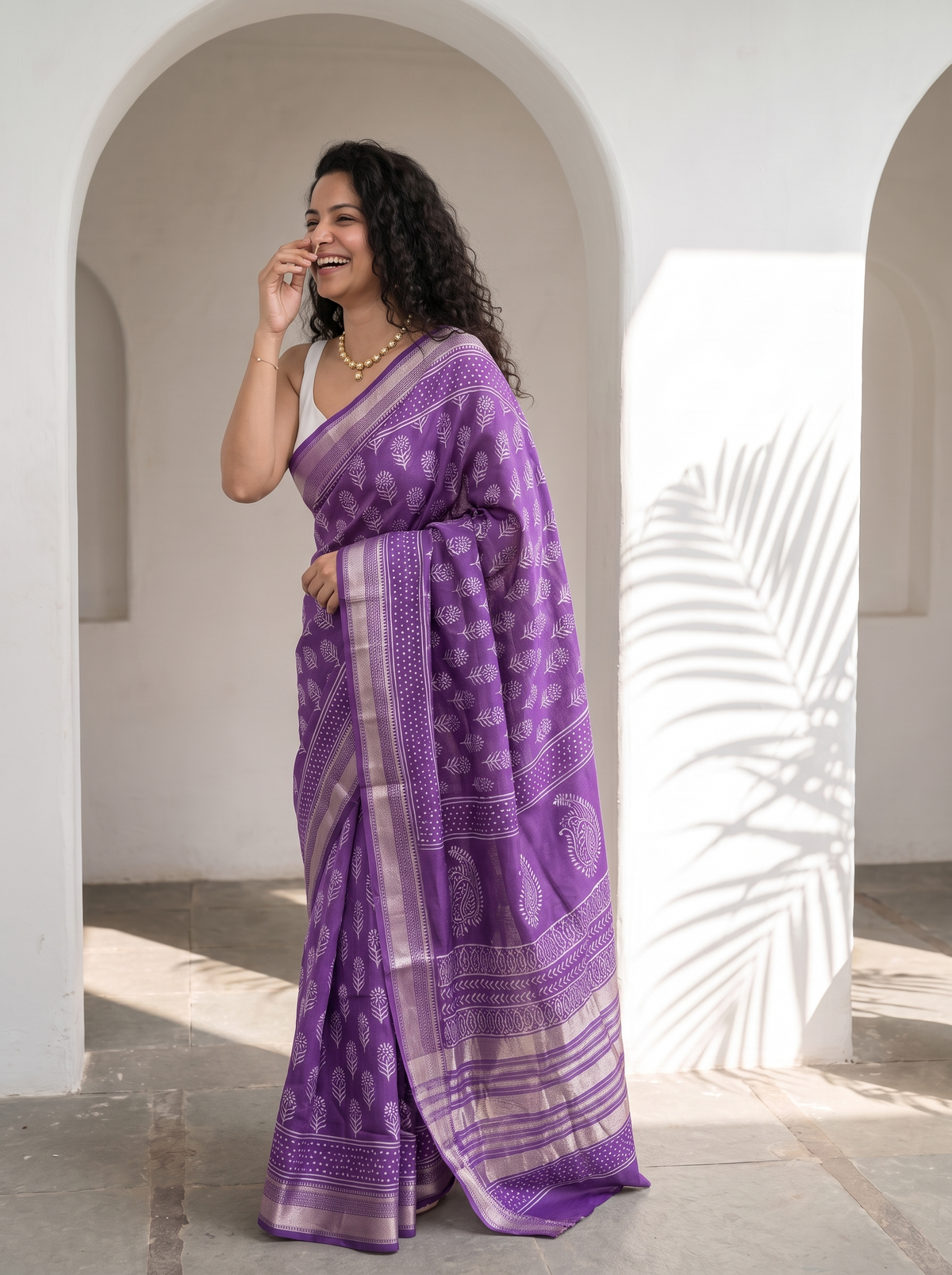 Violet Rani Maheshwari Cotton Silk Saree