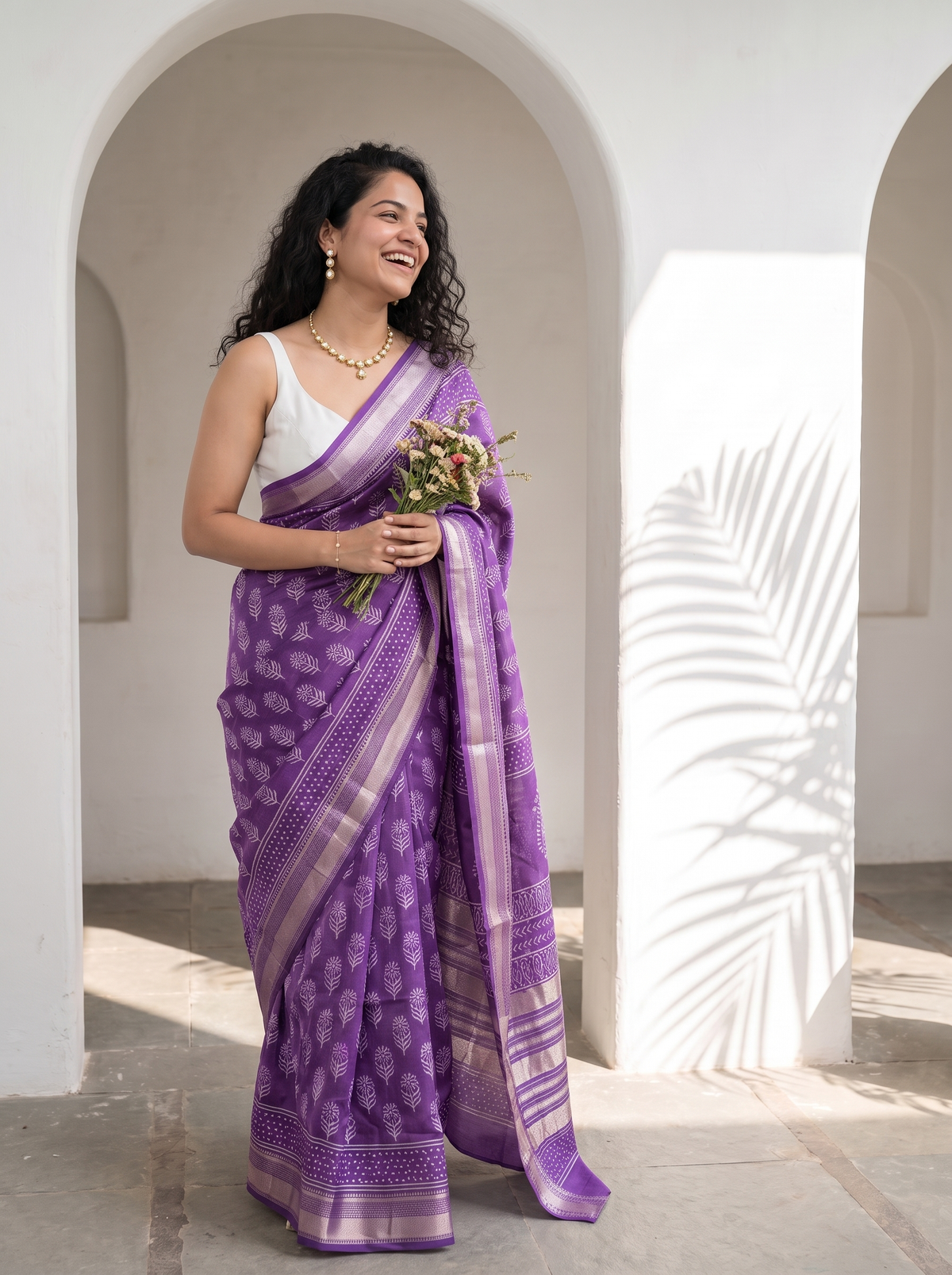 Violet Rani Maheshwari Cotton Silk Saree