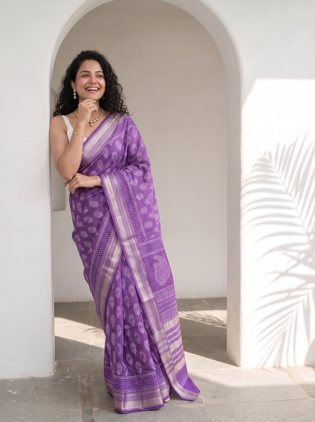 Violet Rani Maheshwari Cotton Silk Saree