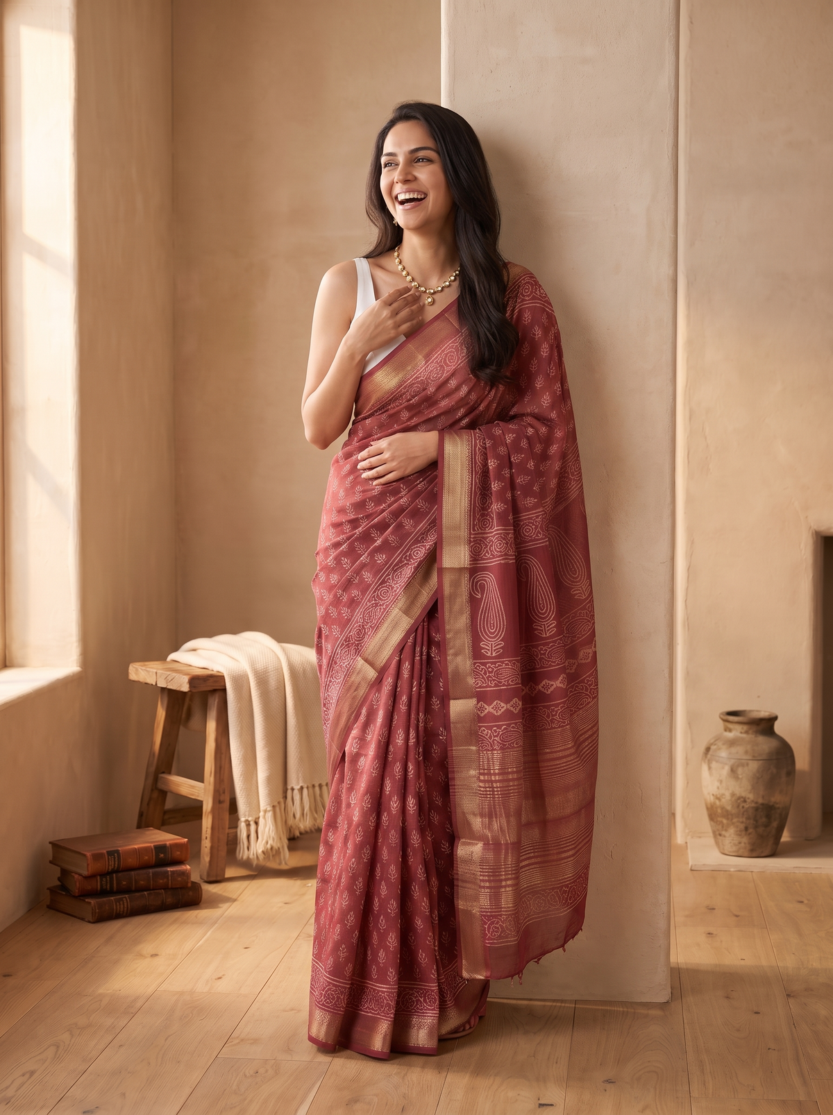Gulab Ki Kali Maheshwari Cotton Silk Saree