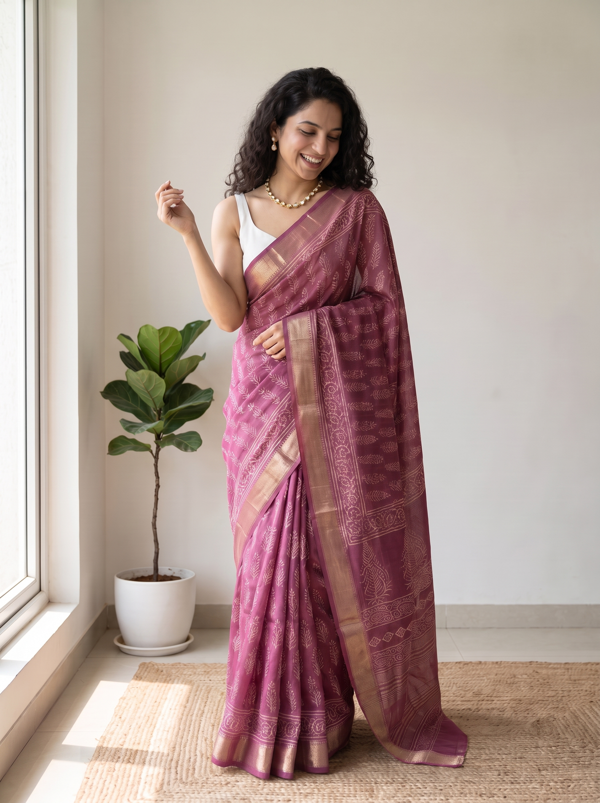 Petal Grace Maheshwari Cotton Silk Saree