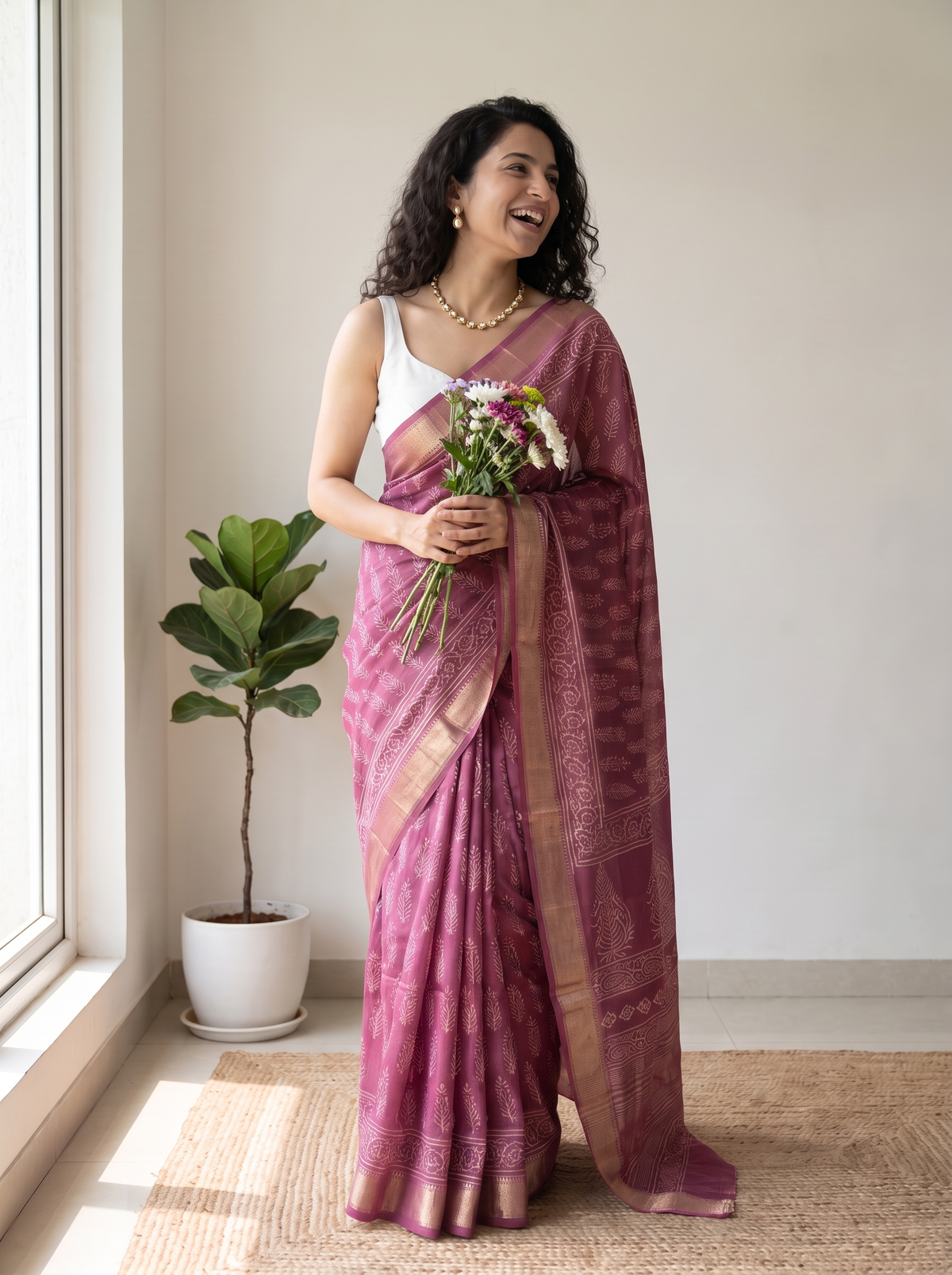 Petal Grace Maheshwari Cotton Silk Saree