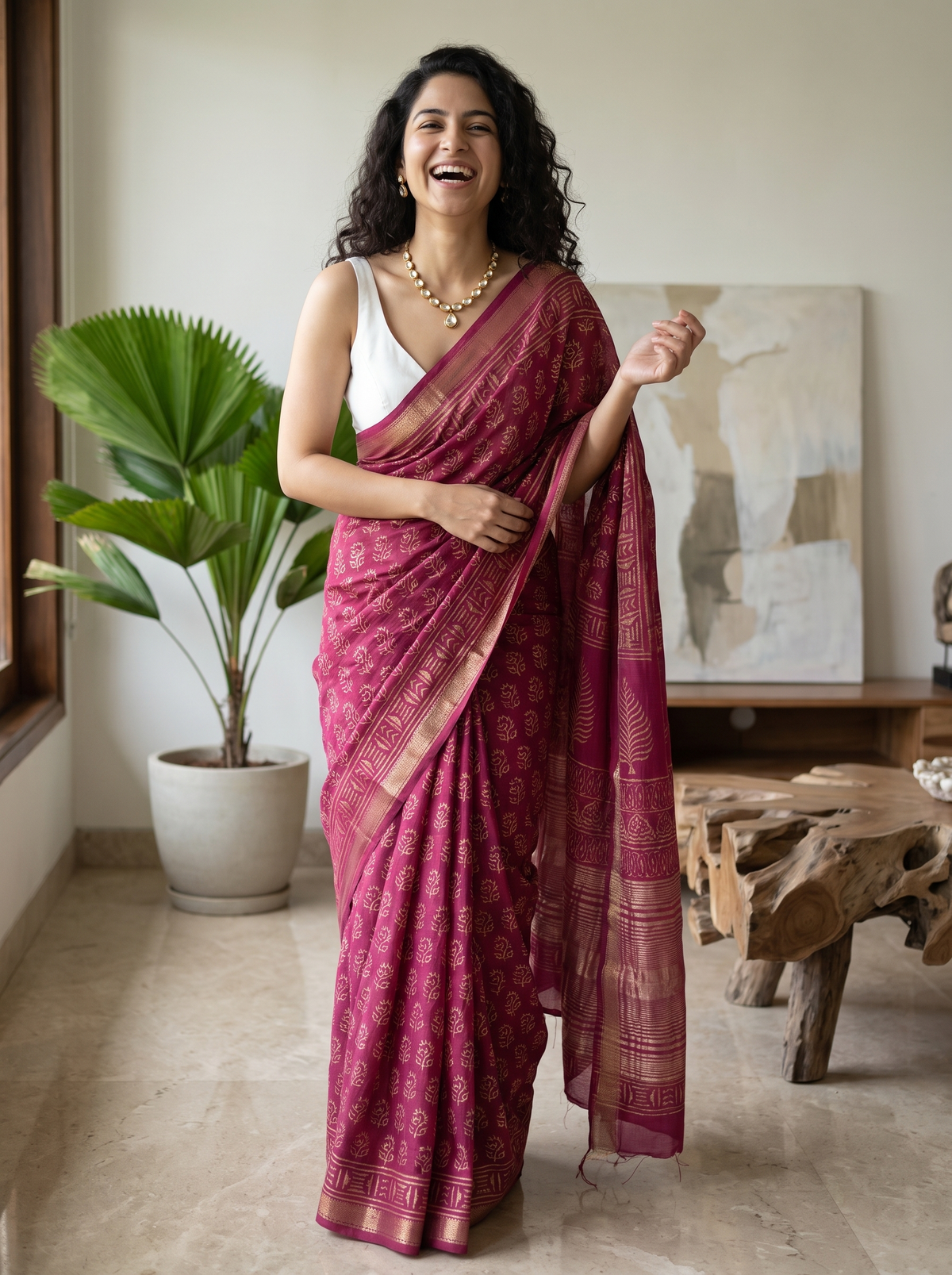 Rose Royale Maheshwari Cotton Silk Saree
