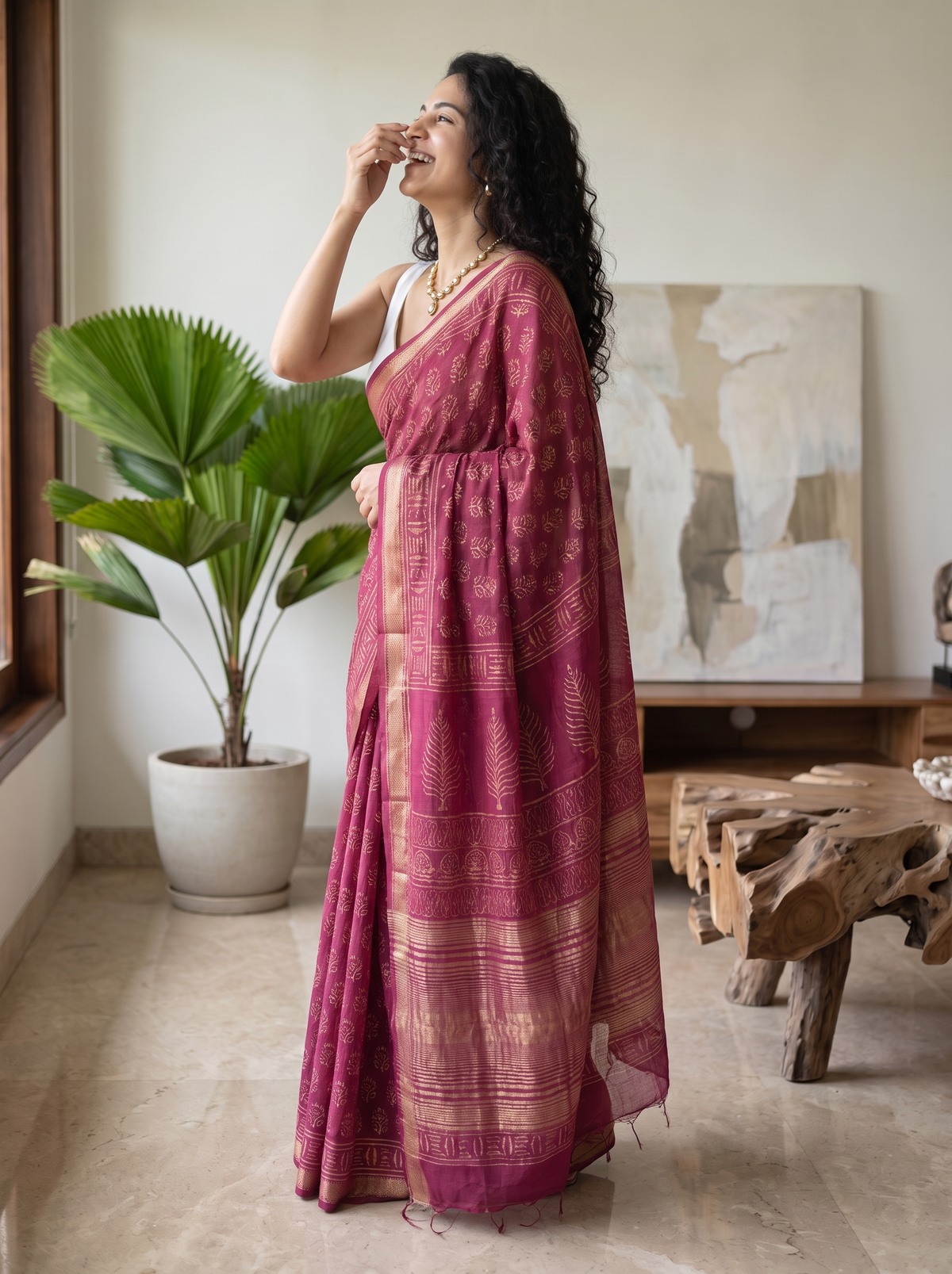 Rose Royale Maheshwari Cotton Silk Saree