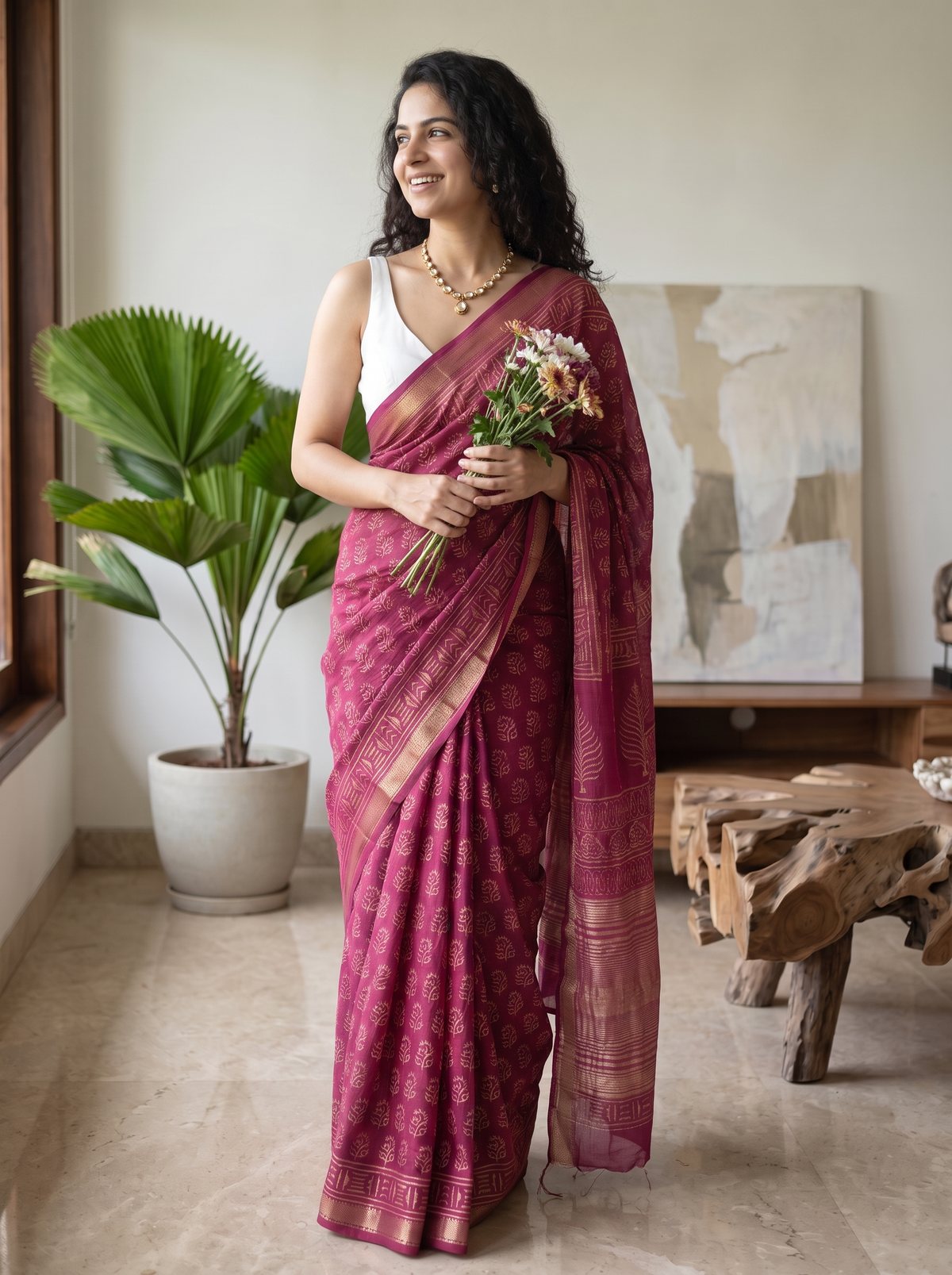 Rose Royale Maheshwari Cotton Silk Saree