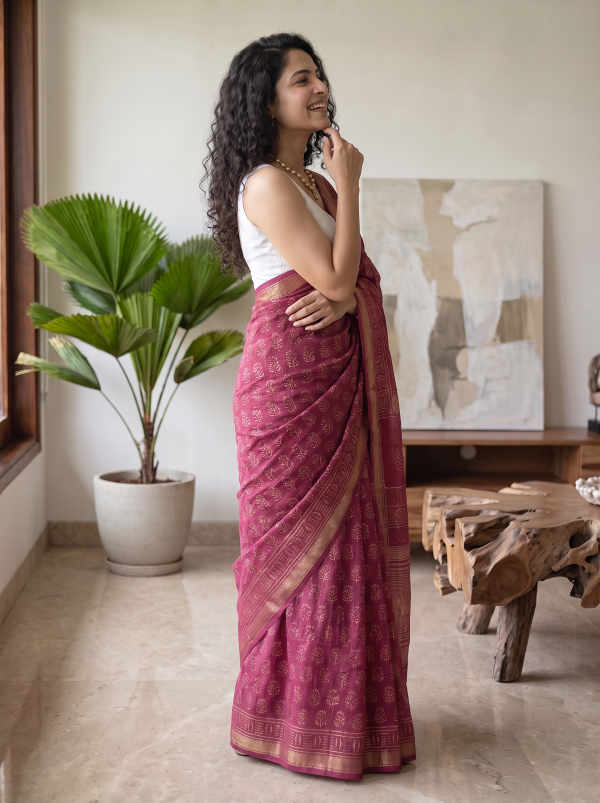 Rose Royale Maheshwari Cotton Silk Saree