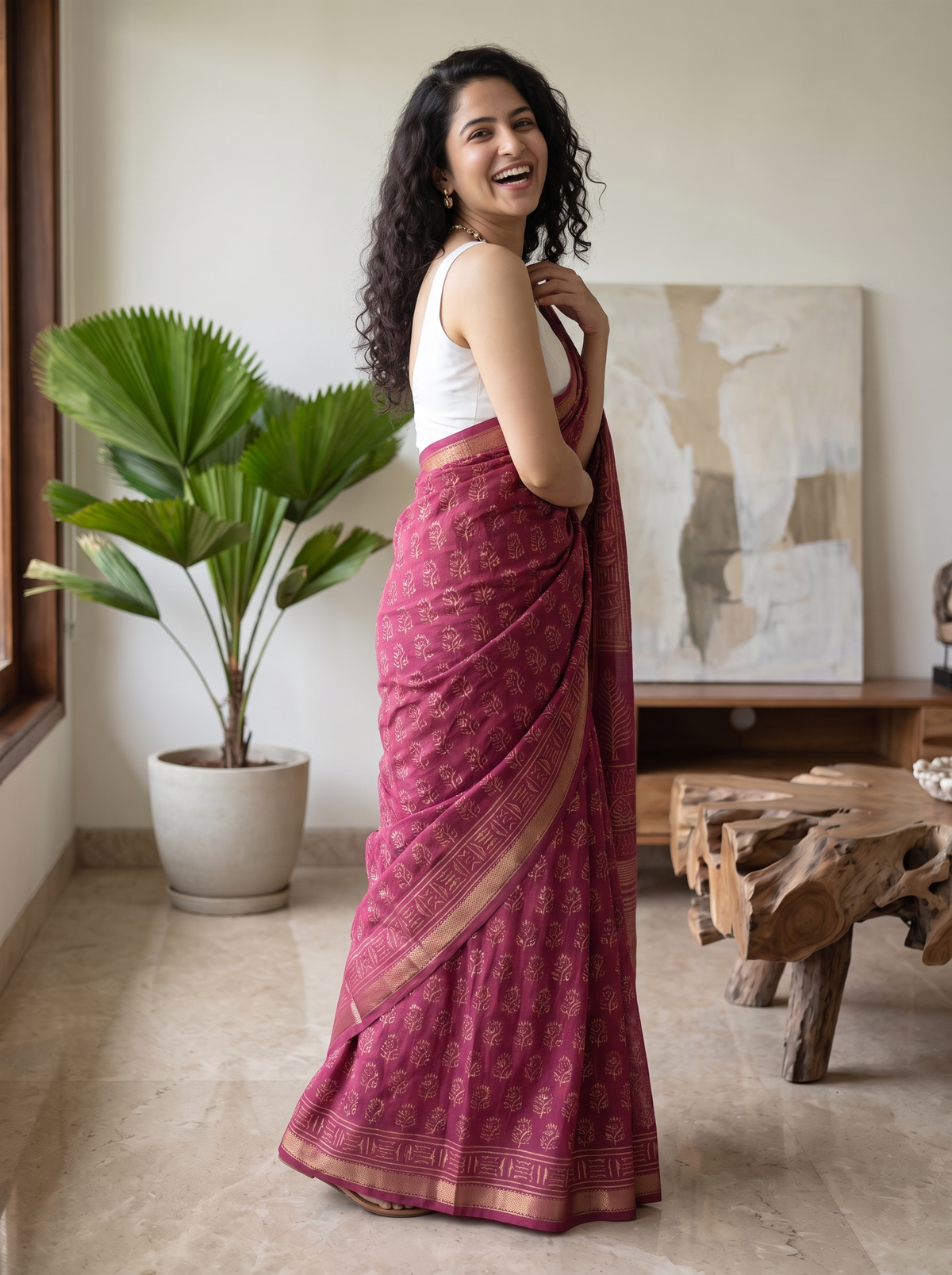 Rose Royale Maheshwari Cotton Silk Saree