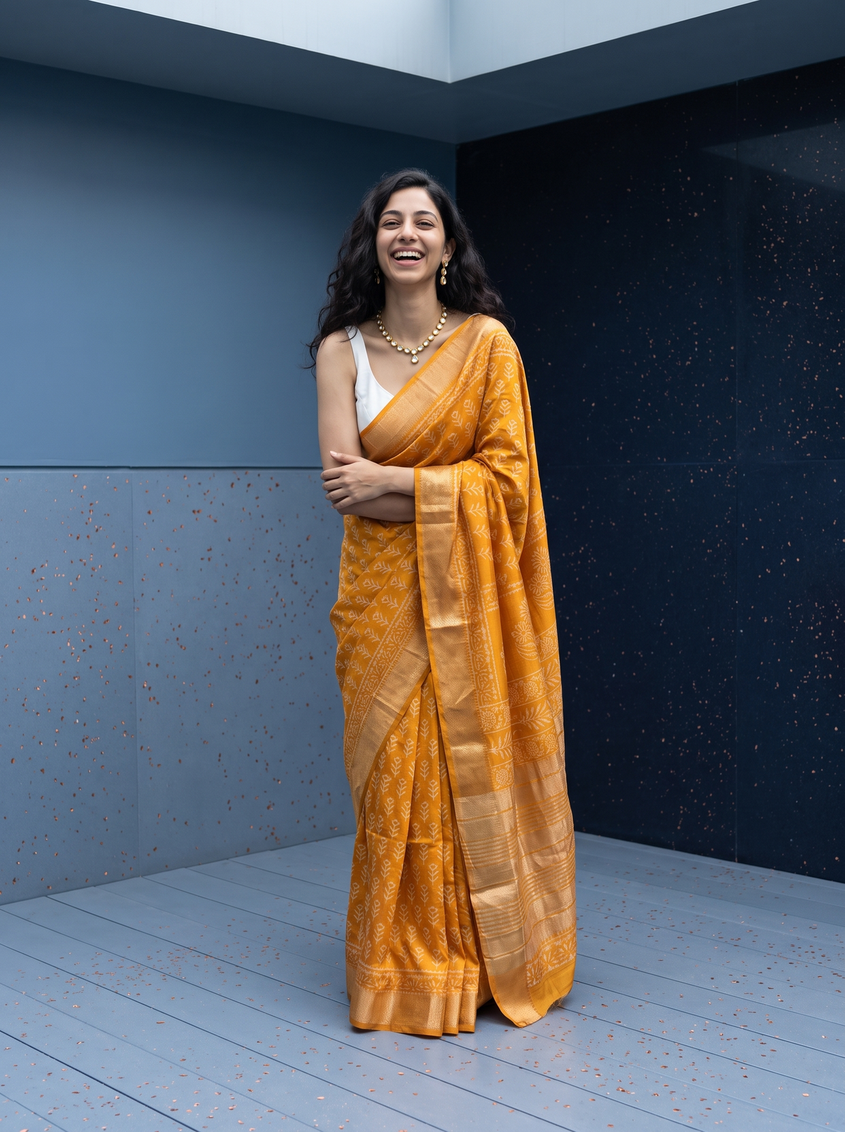 Honey Glow Maheshwari Cotton Silk Saree