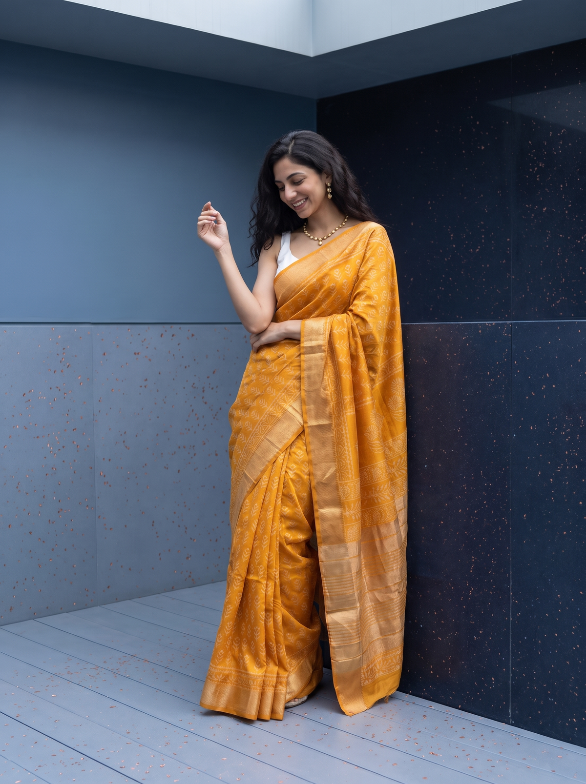 Honey Glow Maheshwari Cotton Silk Saree