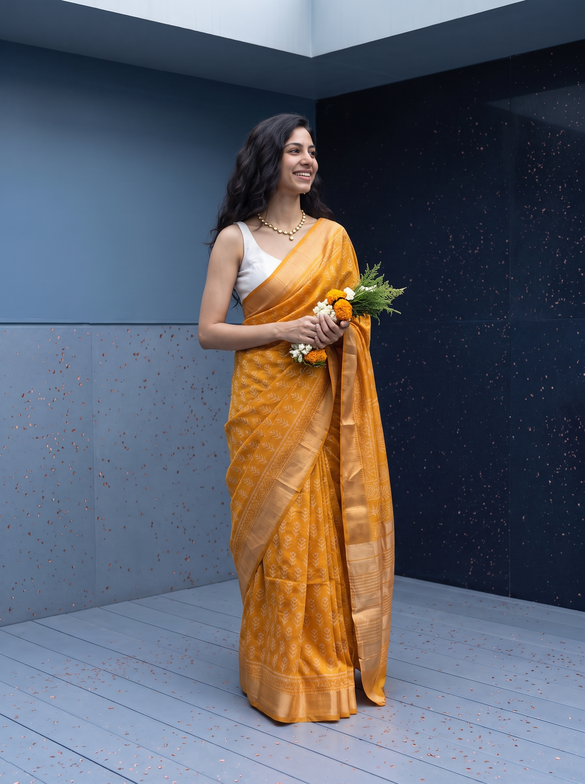 Honey Glow Maheshwari Cotton Silk Saree