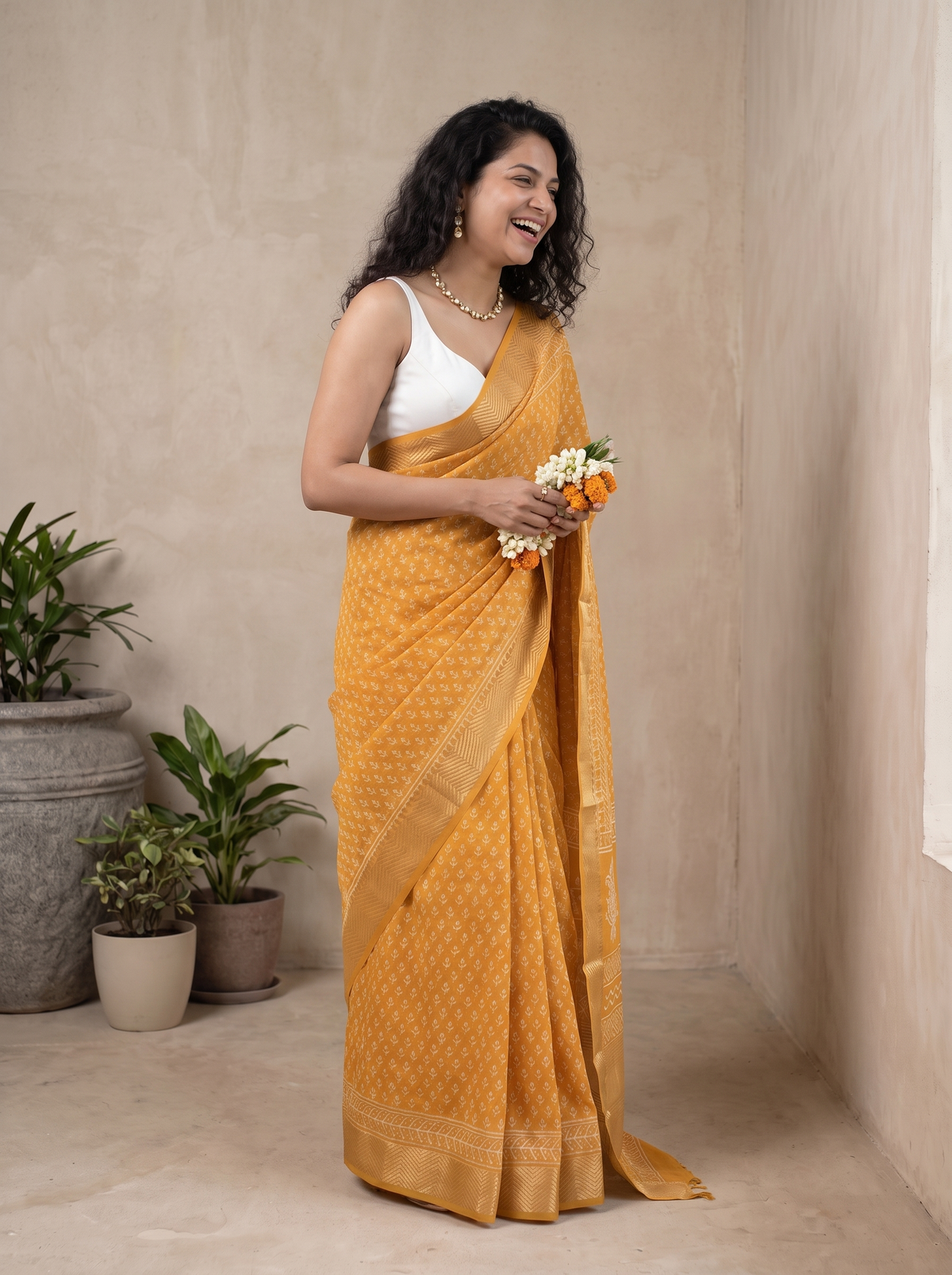 Kanak Royale Maheshwari Cotton Silk Saree