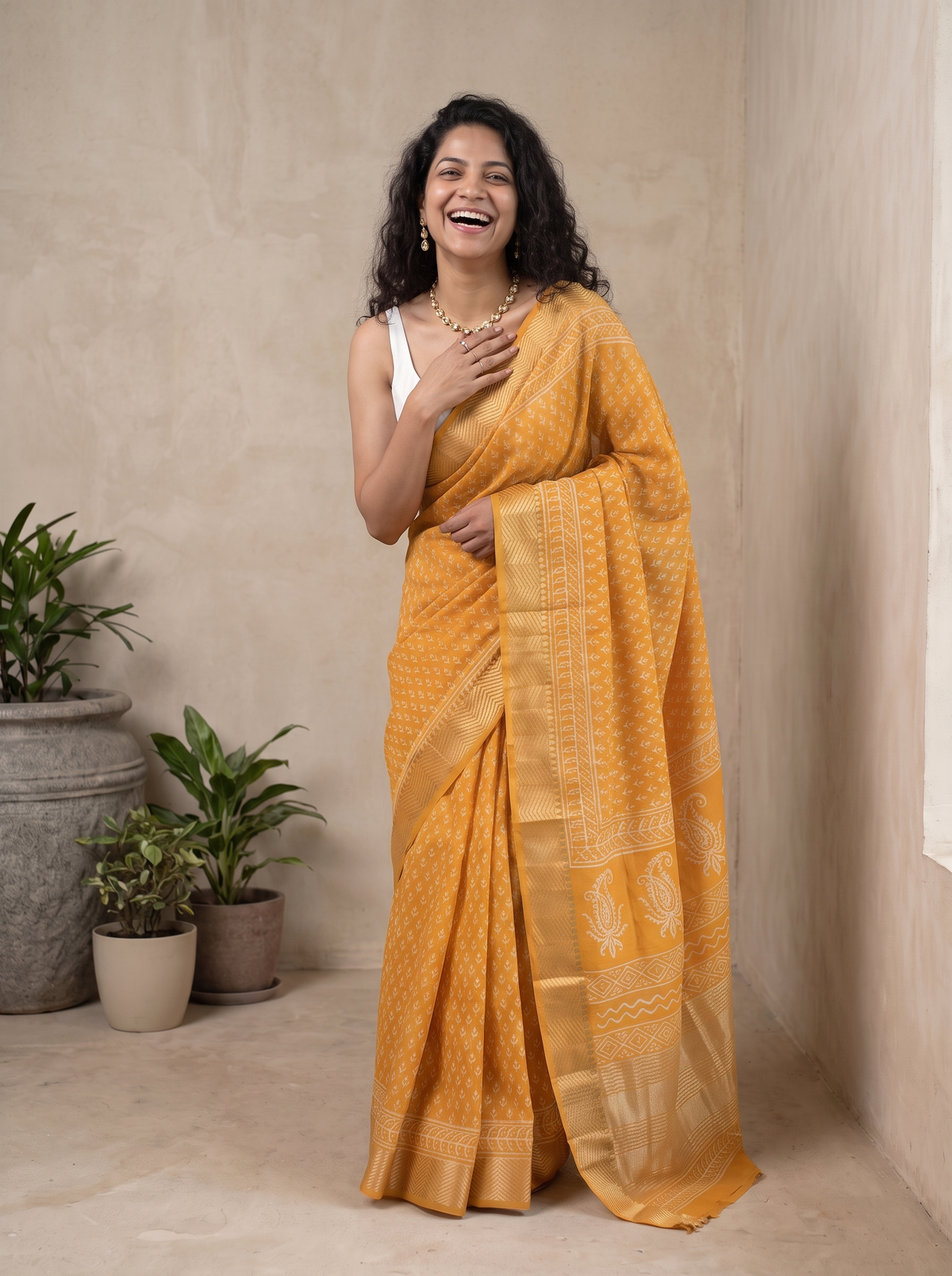 Kanak Royale Maheshwari Cotton Silk Saree