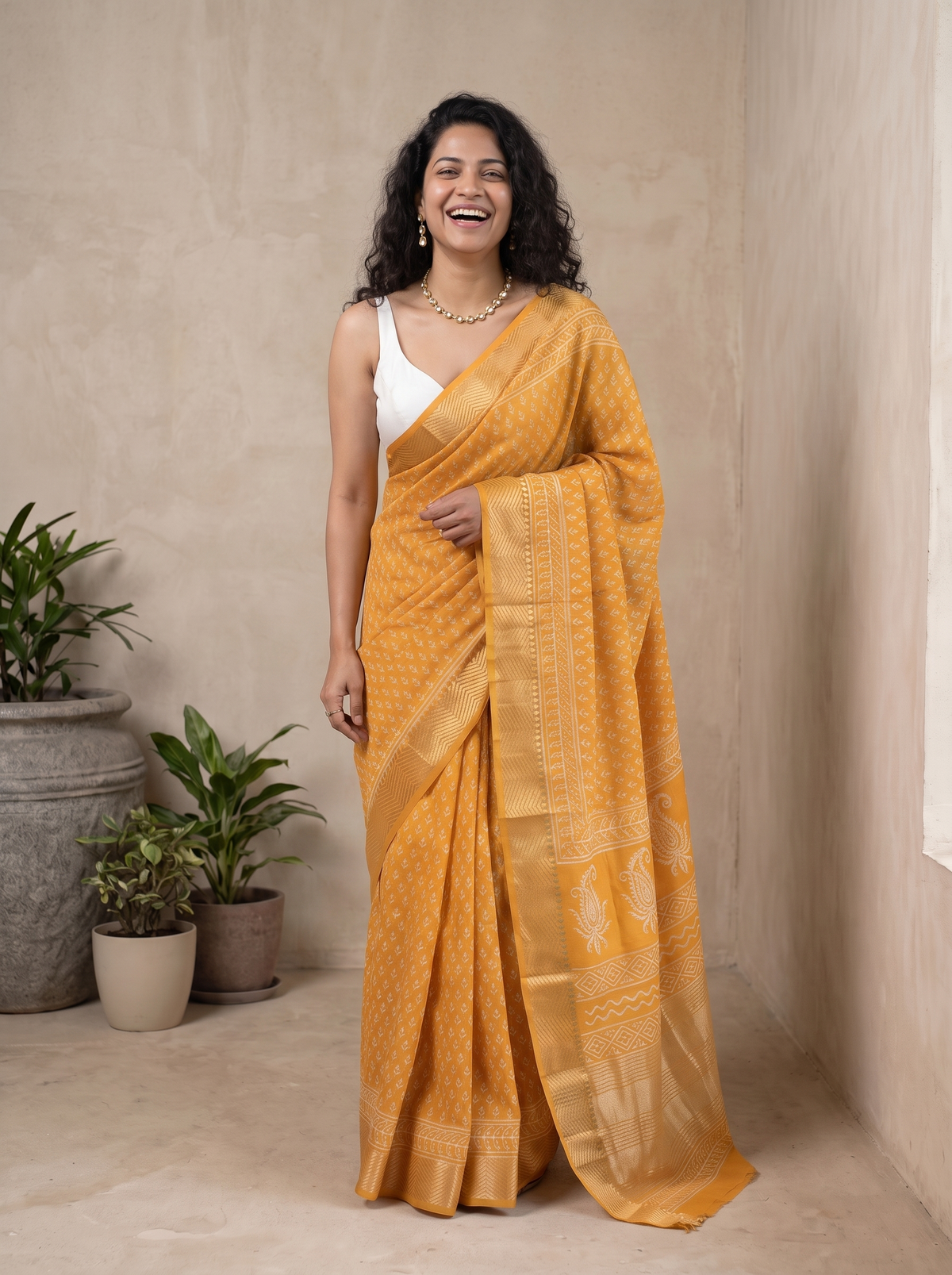 Kanak Royale Maheshwari Cotton Silk Saree