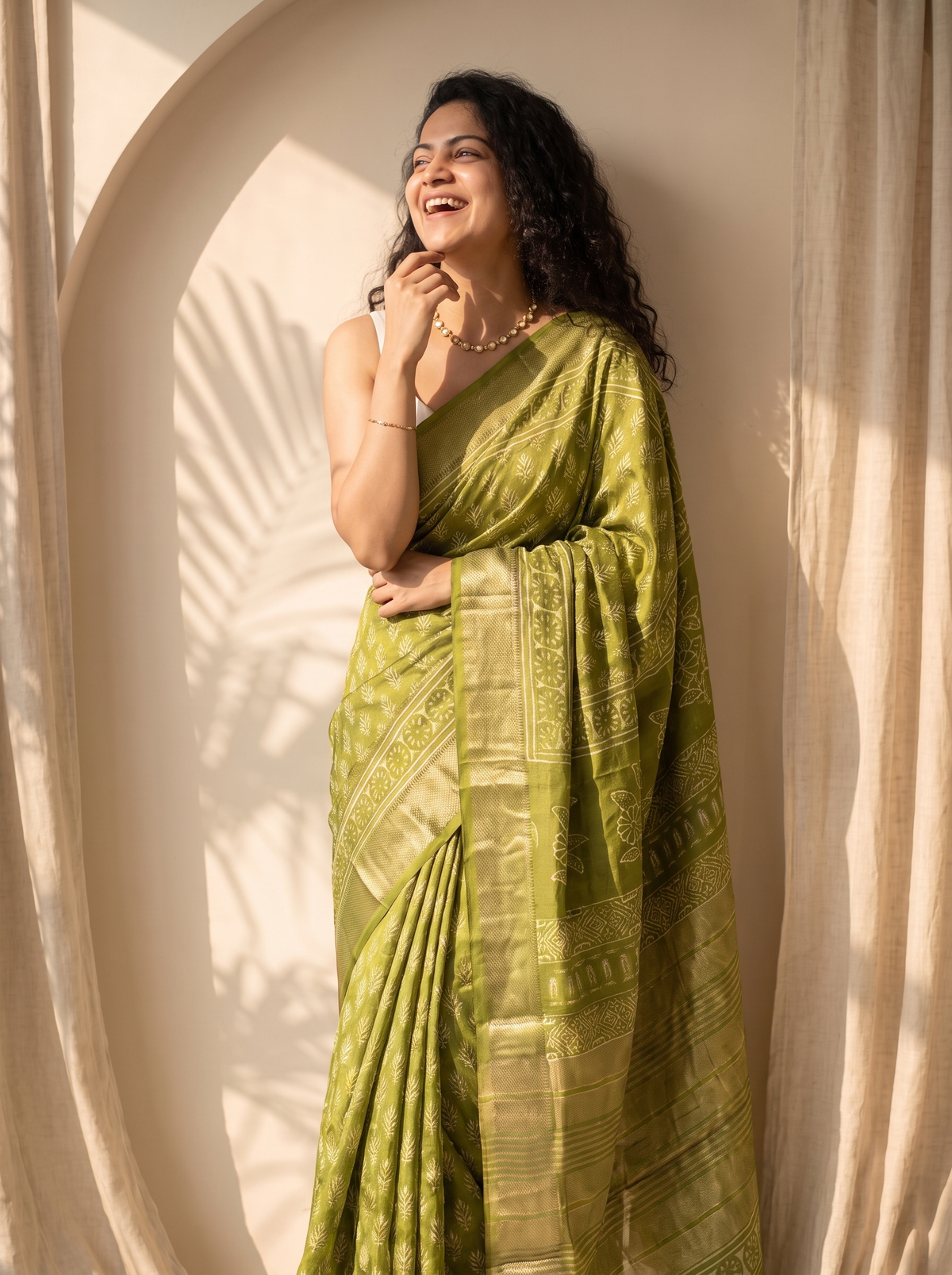 Hariyali Saaz Maheshwari Cotton Silk Saree