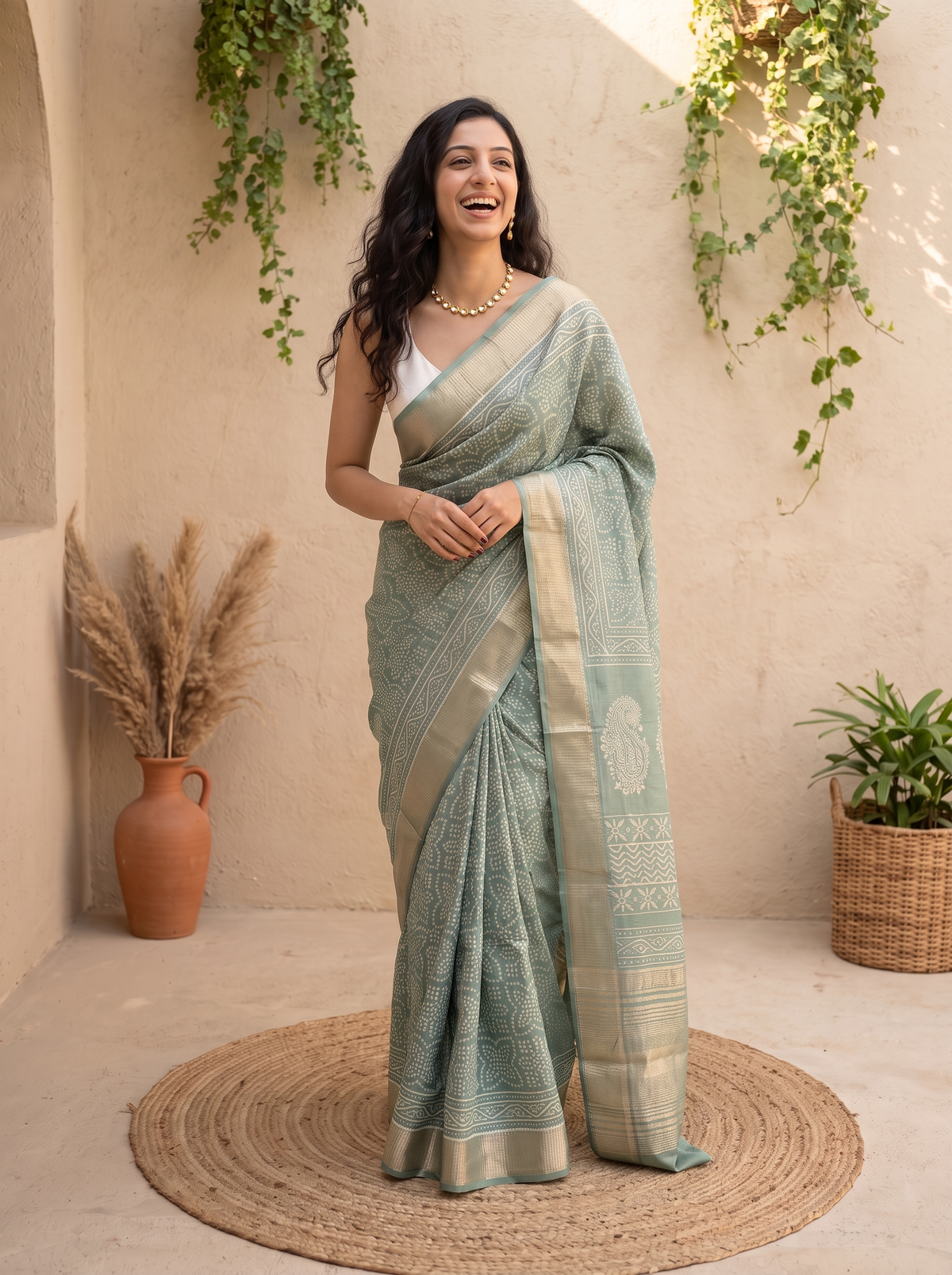 Noor-e-Hariyali Maheshwari Cotton Silk Saree