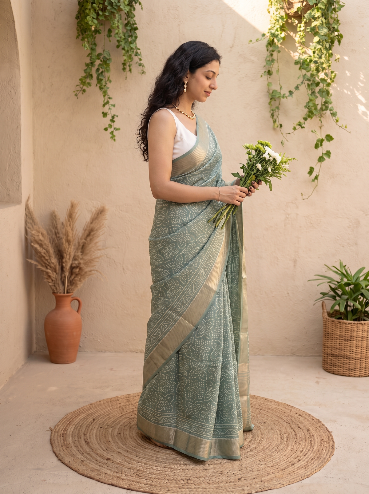 Noor-e-Hariyali Maheshwari Cotton Silk Saree