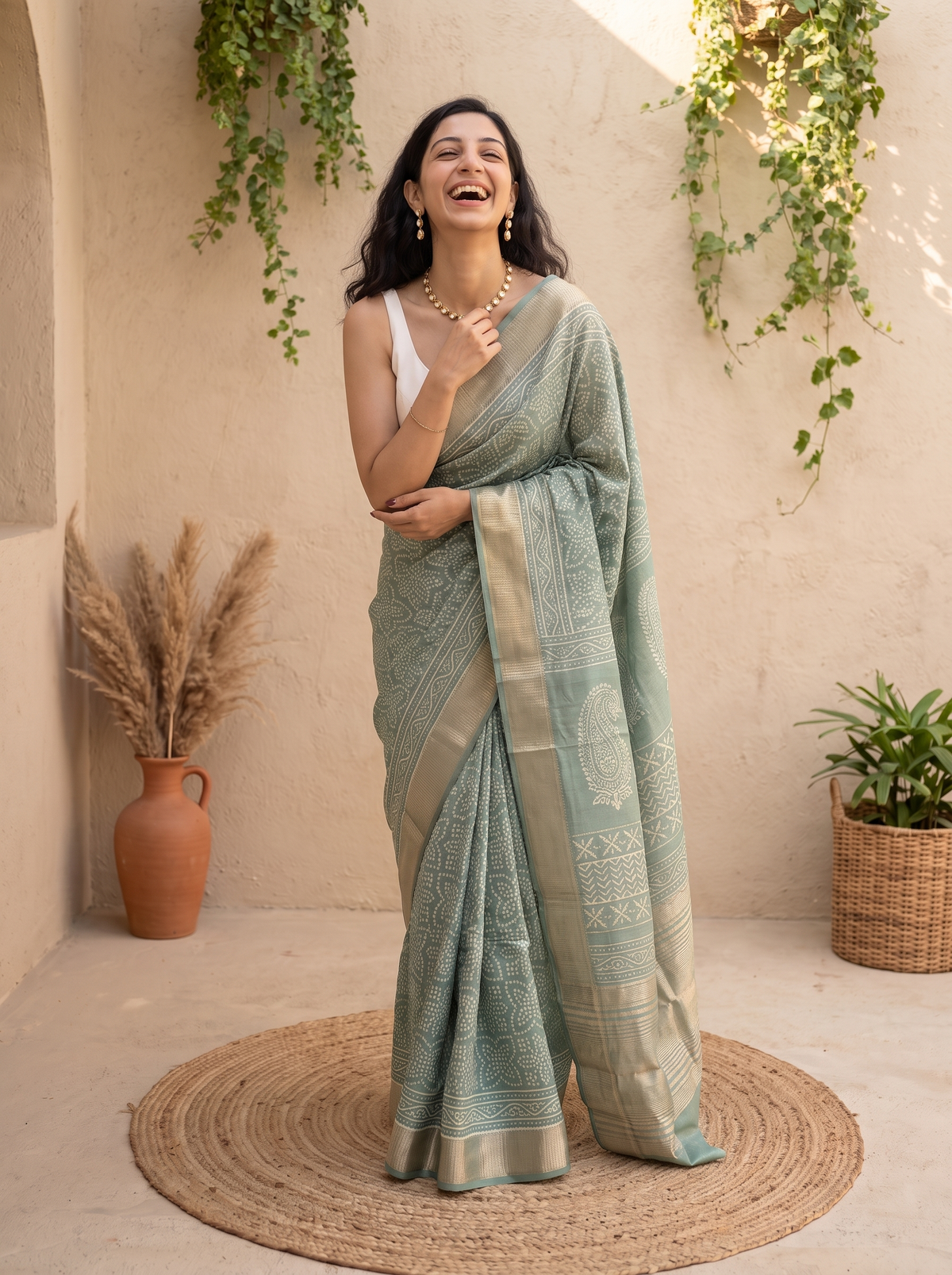 Noor-e-Hariyali Maheshwari Cotton Silk Saree