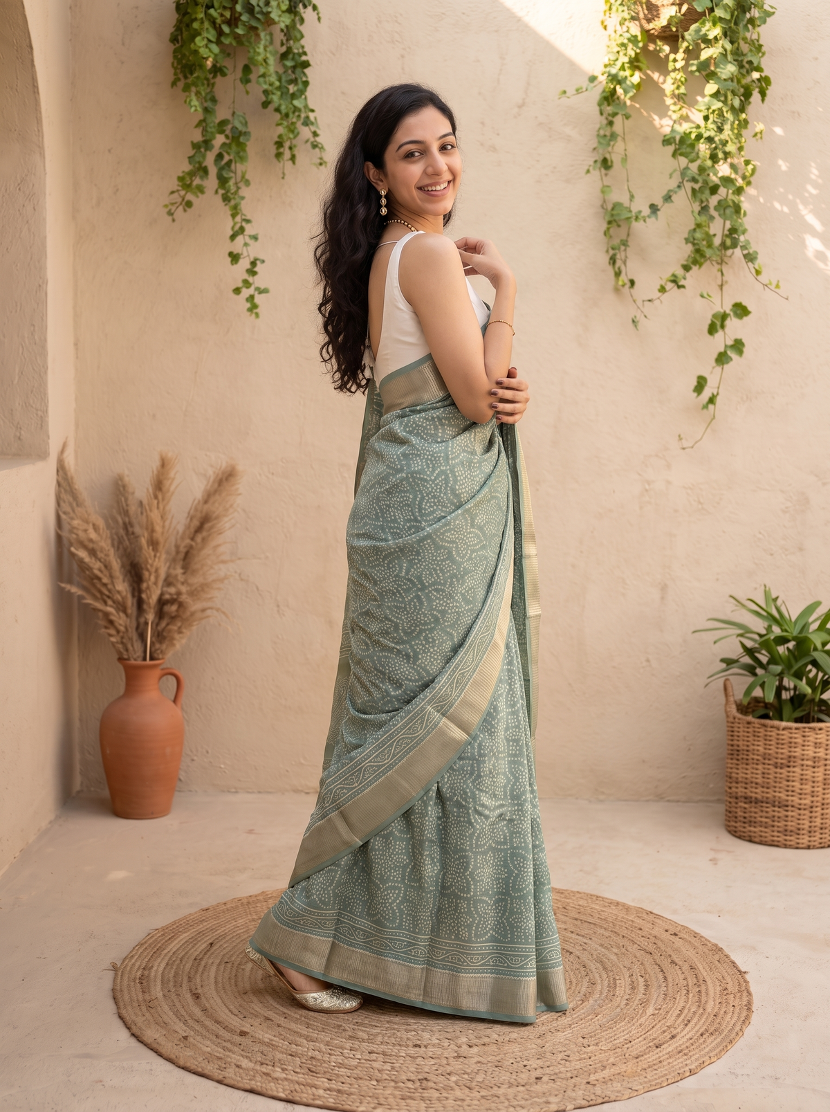 Noor-e-Hariyali Maheshwari Cotton Silk Saree