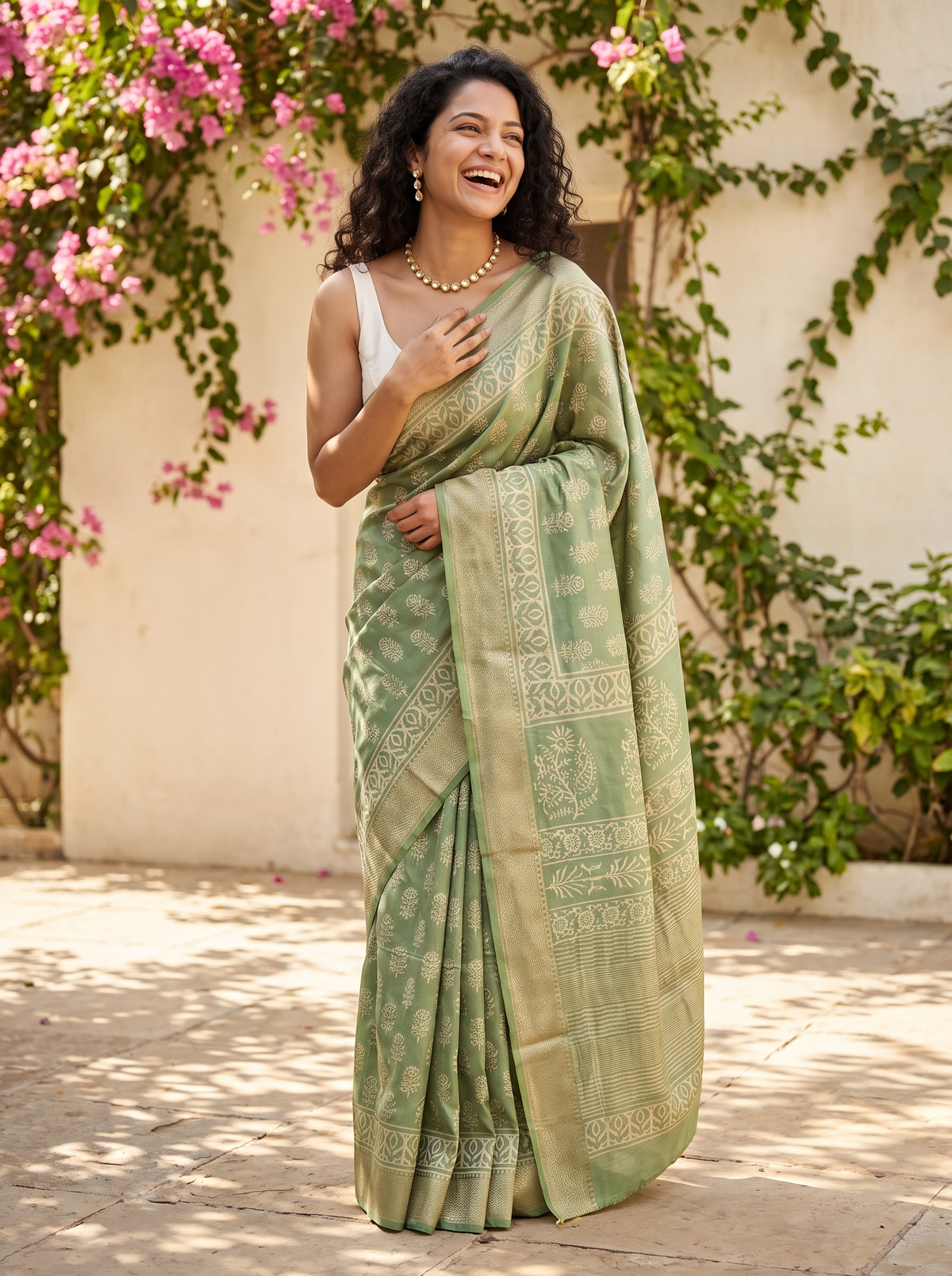 Emerald Noor Maheshwari Cotton Silk Saree