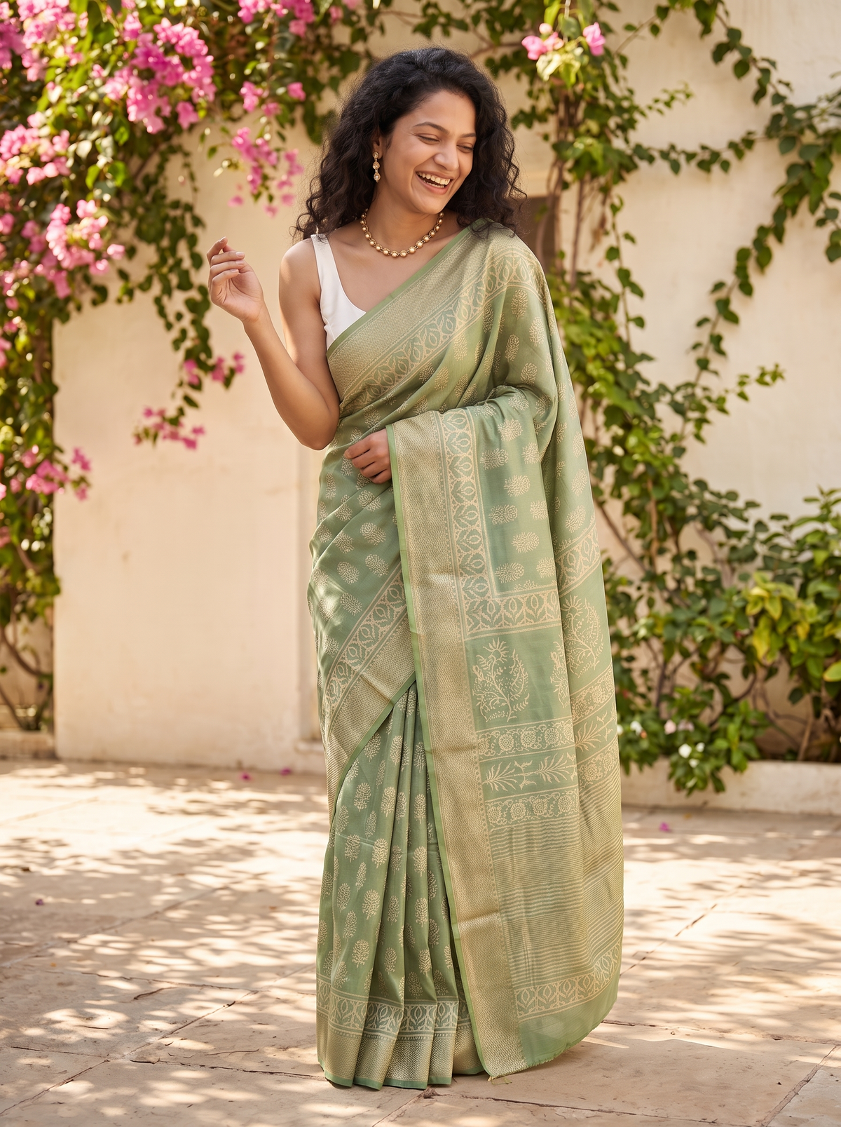 Emerald Noor Maheshwari Cotton Silk Saree