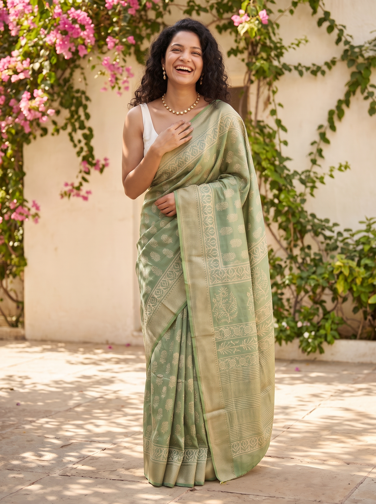 Emerald Noor Maheshwari Cotton Silk Saree